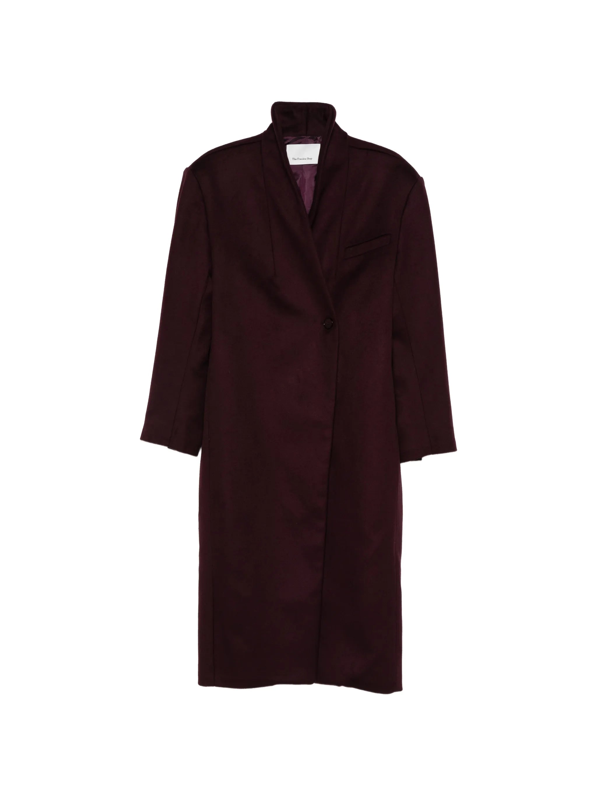 Brea collarless coat - burgundy