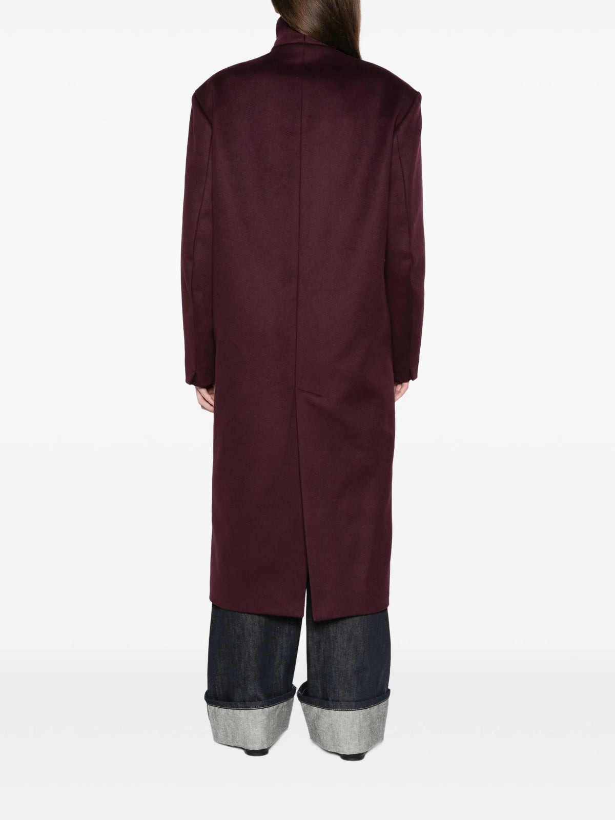Brea collarless coat - burgundy