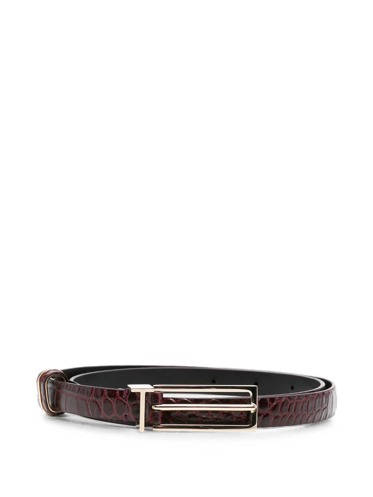 soft printed crocodile leather T Loop belt