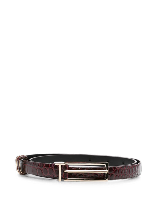 soft printed crocodile leather T Loop belt