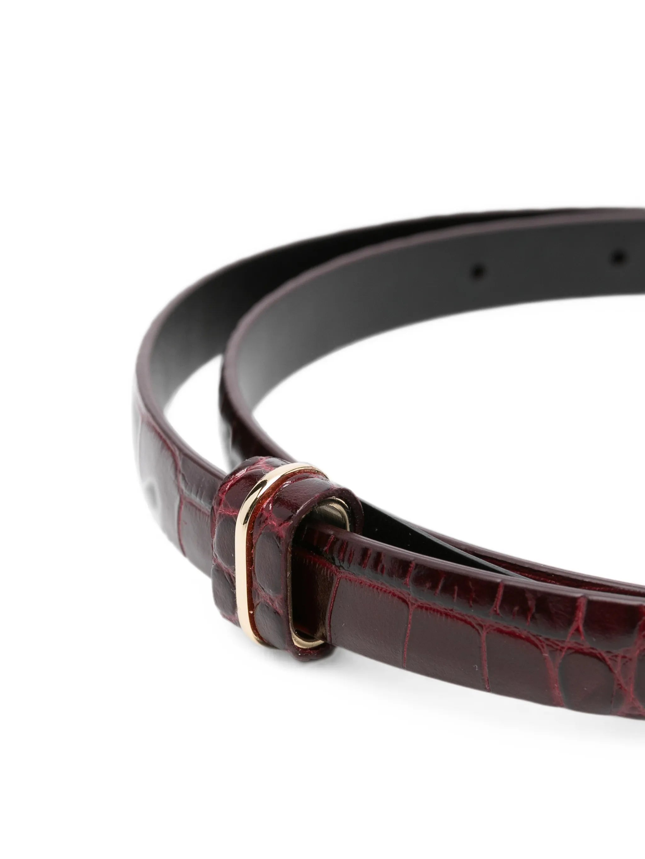 soft printed crocodile leather T Loop belt