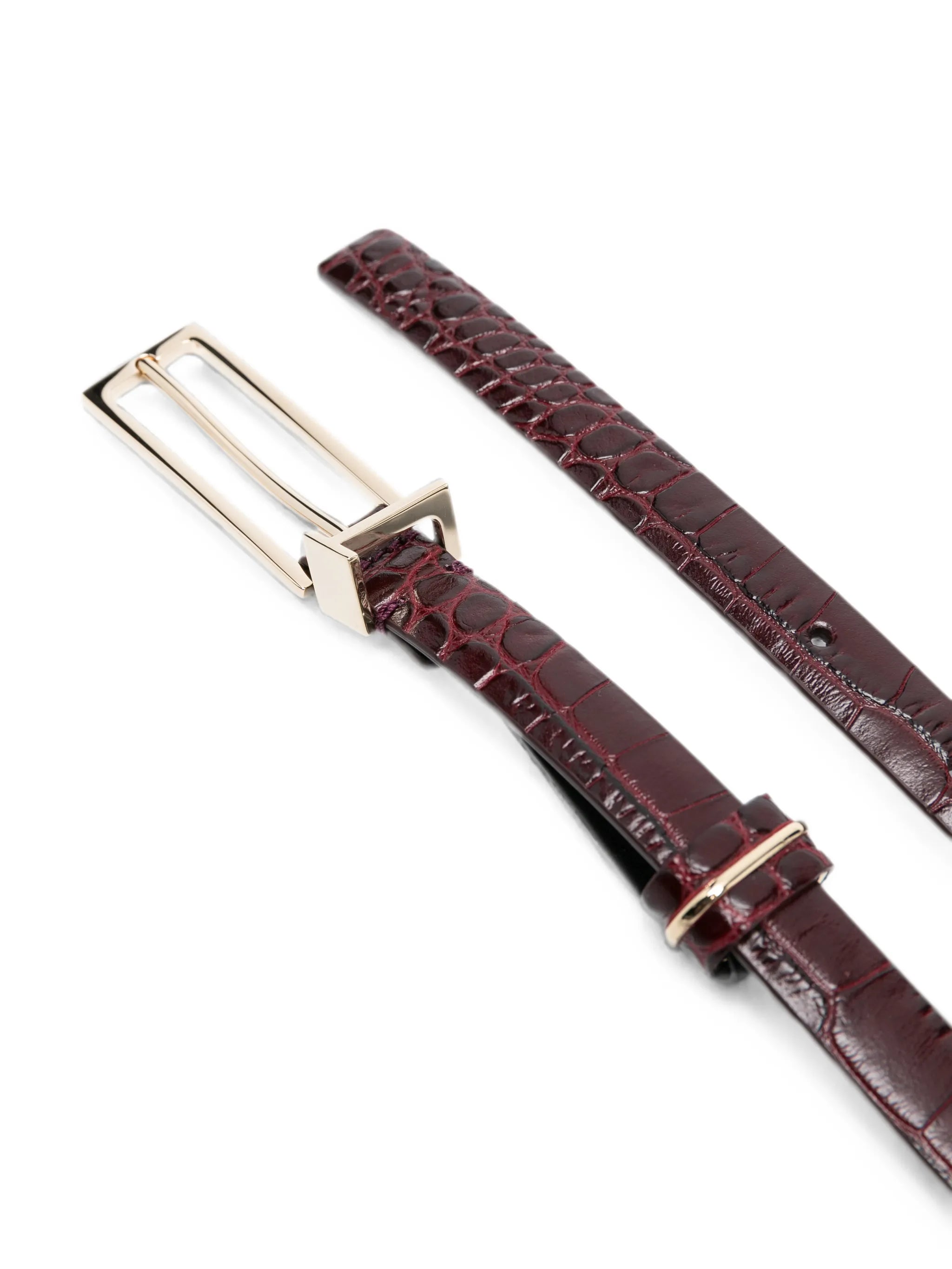 soft printed crocodile leather T Loop belt