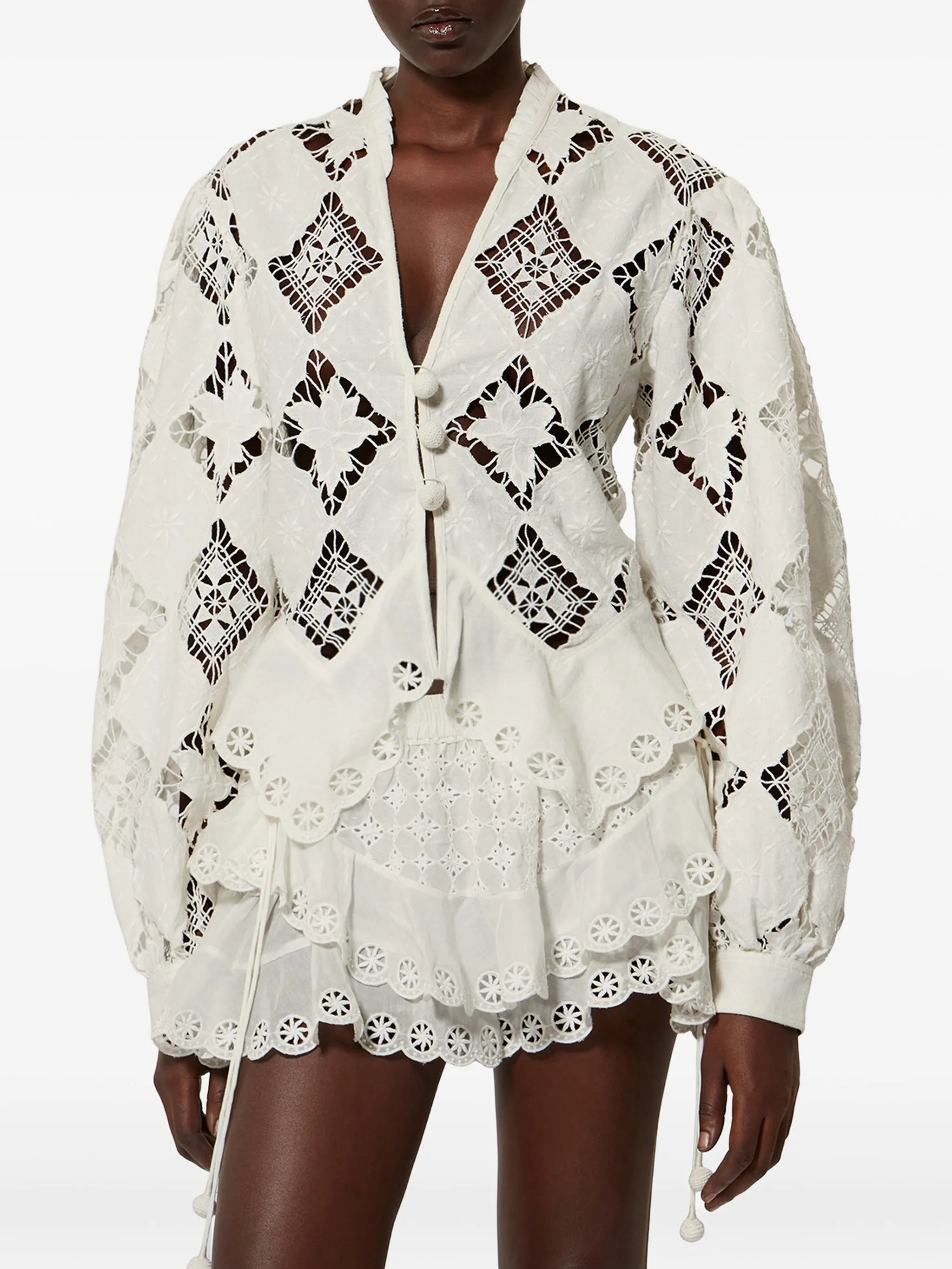 Nina embroidered linen blouse