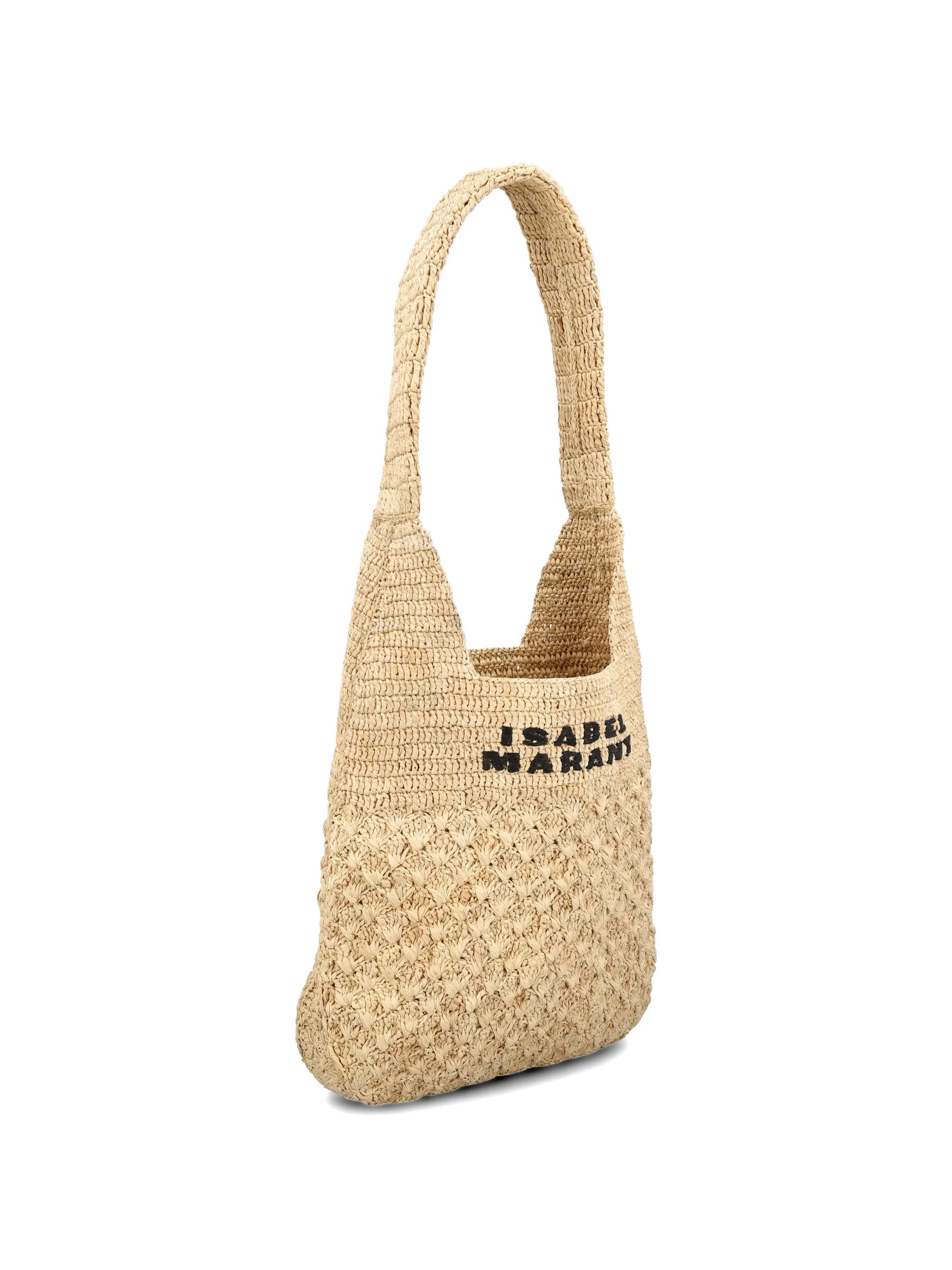 small logo-embroidered woven tote bag