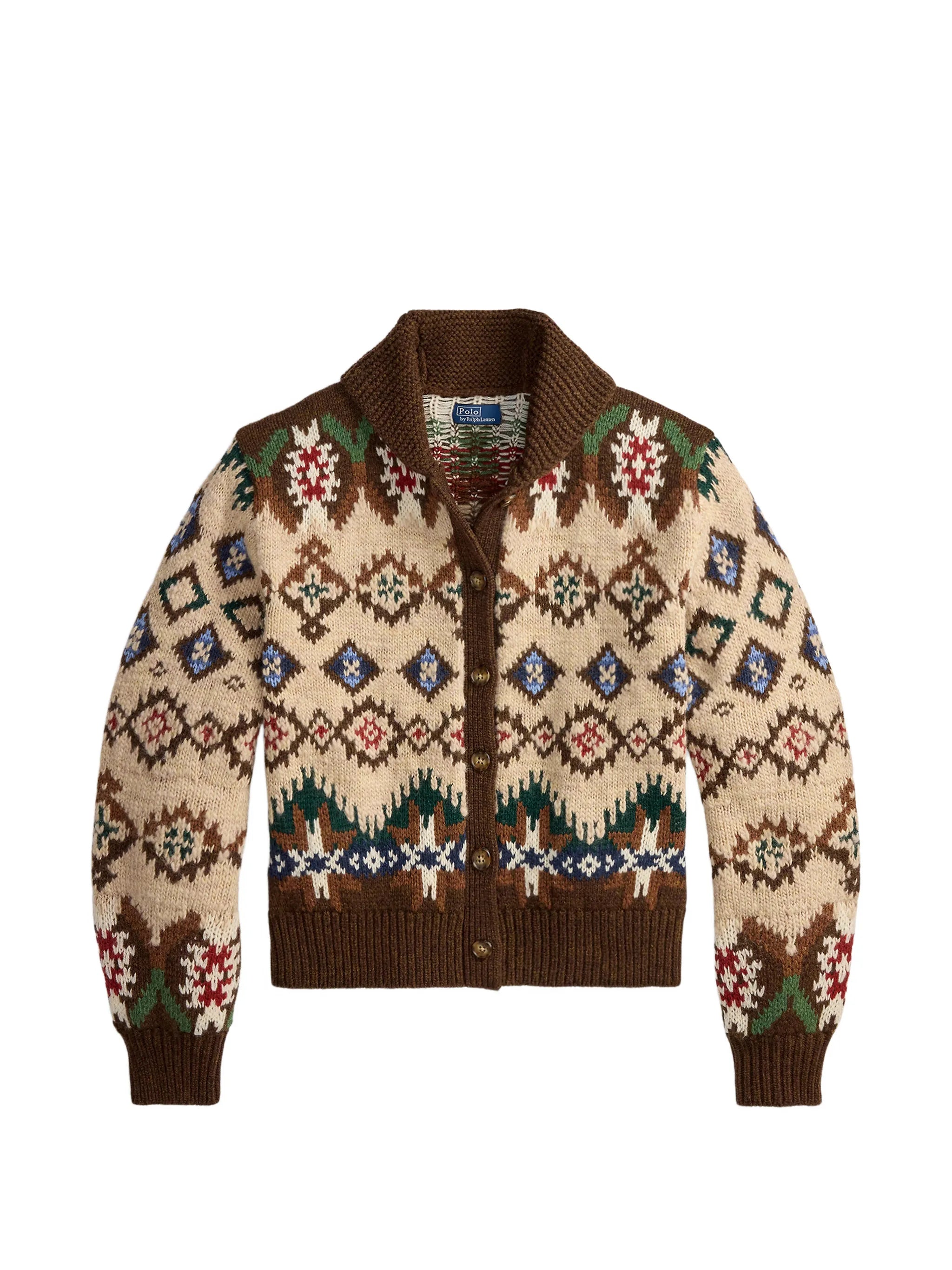 patterned balloon-sleeve cardigan