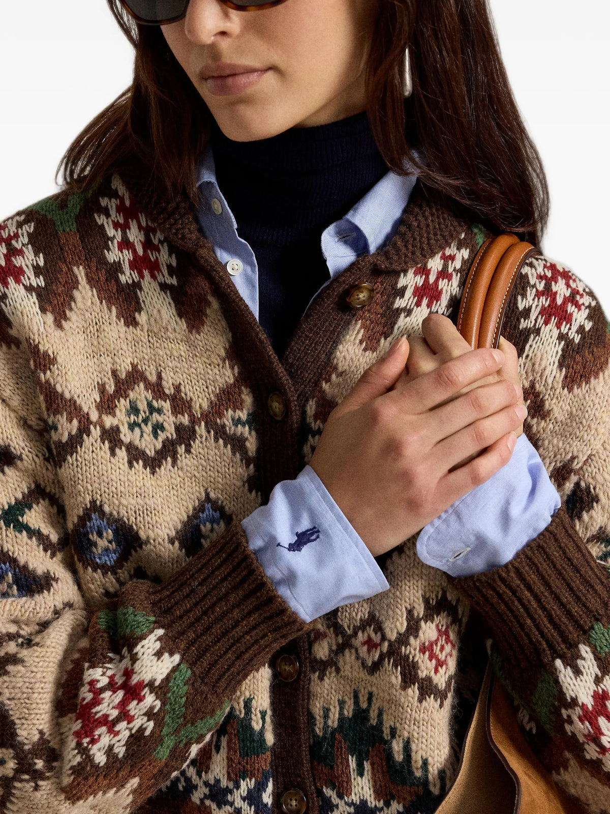 patterned balloon-sleeve cardigan