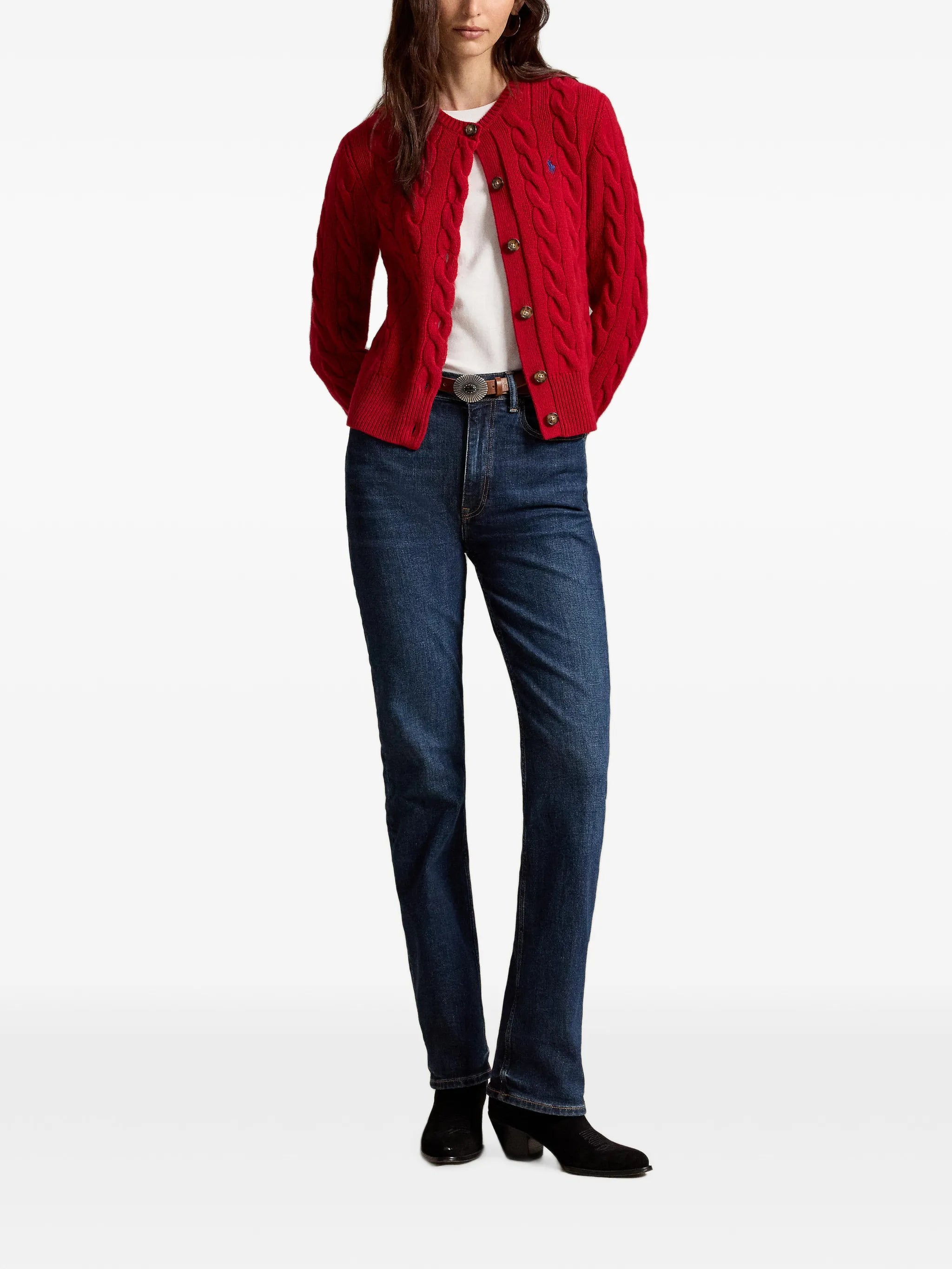 cable-knit wool-cashmere cardigan