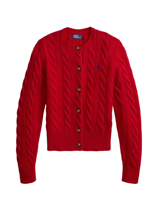 cable-knit wool-cashmere cardigan