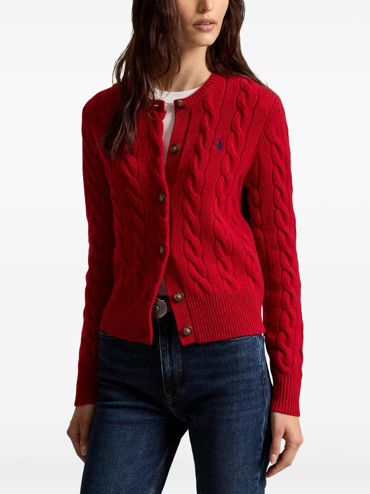 cable-knit wool-cashmere cardigan