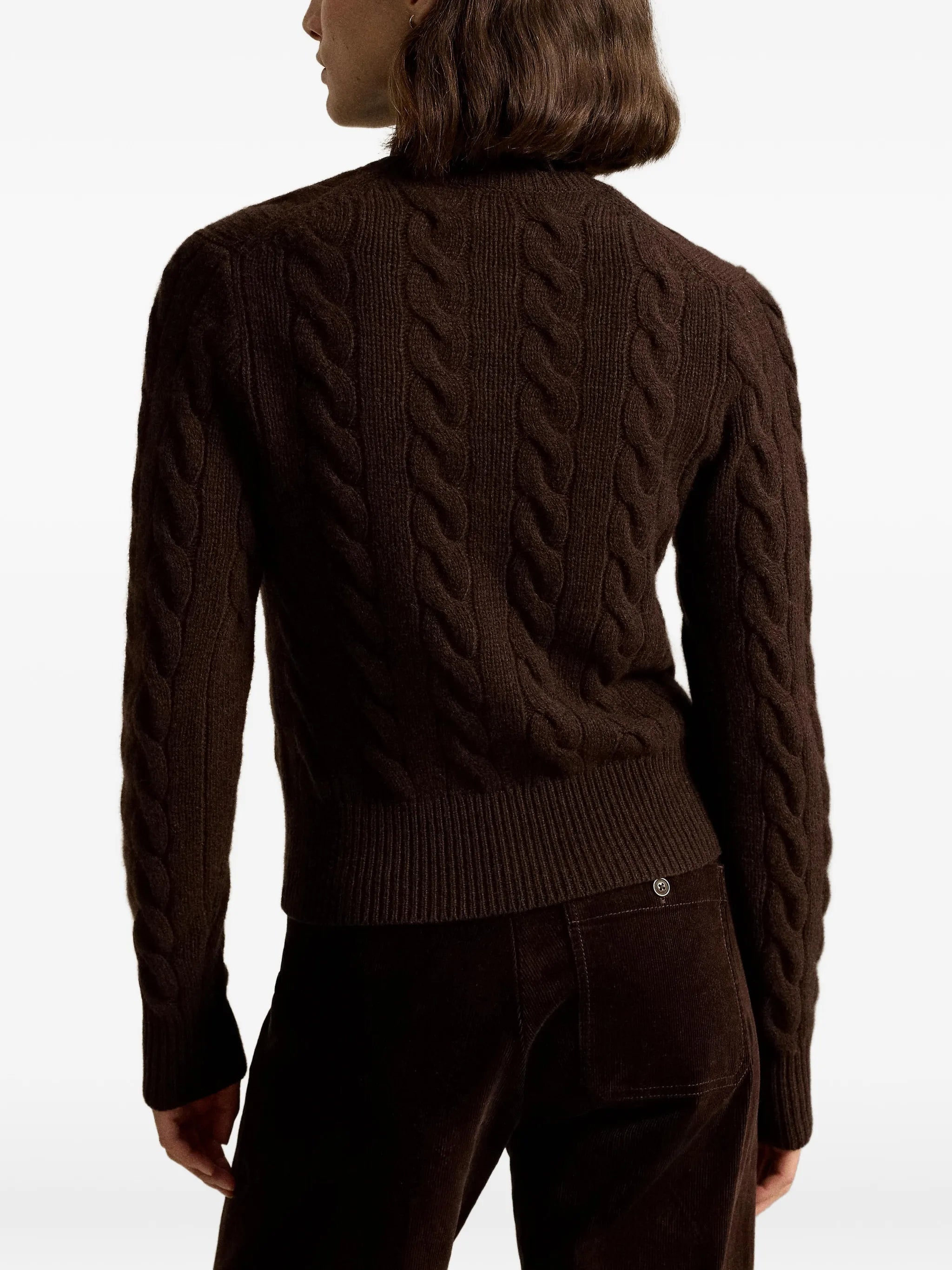 cable-knit wool-cashmere cardigan