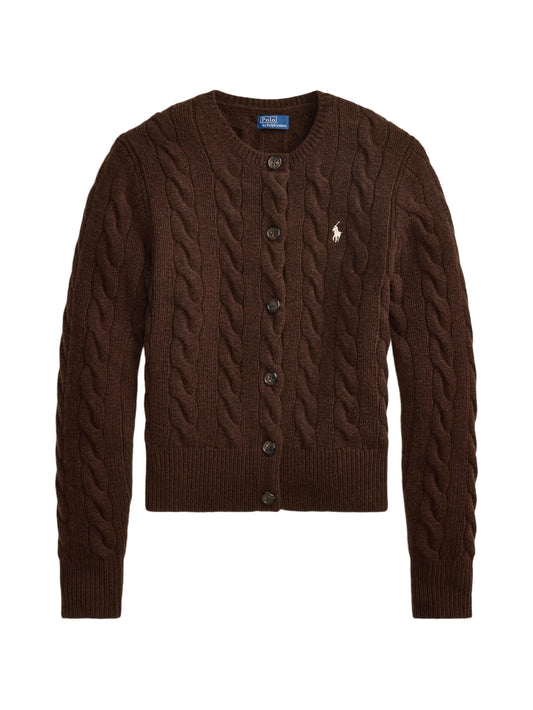 cable-knit wool-cashmere cardigan