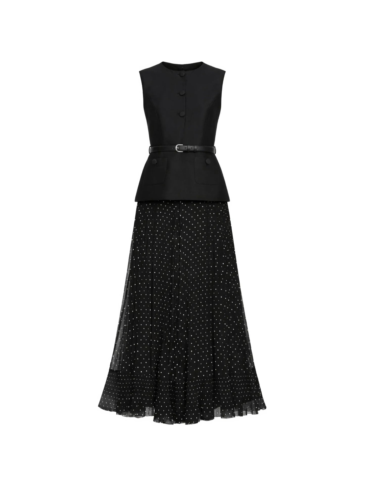 buttoned waist-belt dress