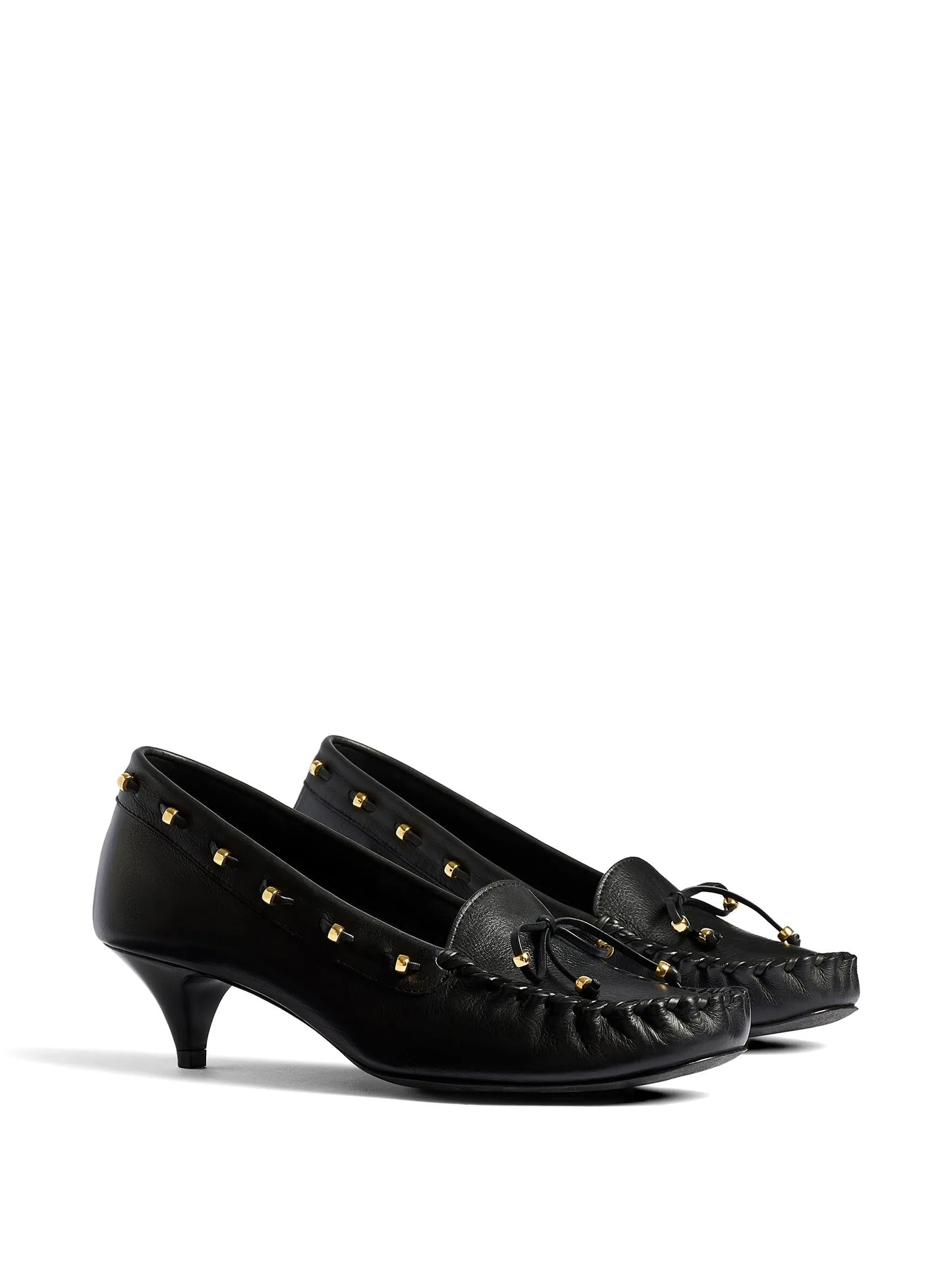 round toe leather pumps