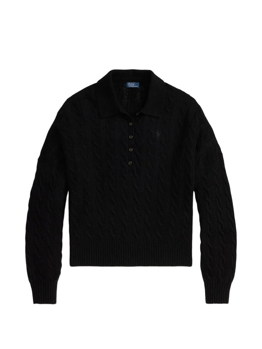 cable-knit Polo sweater