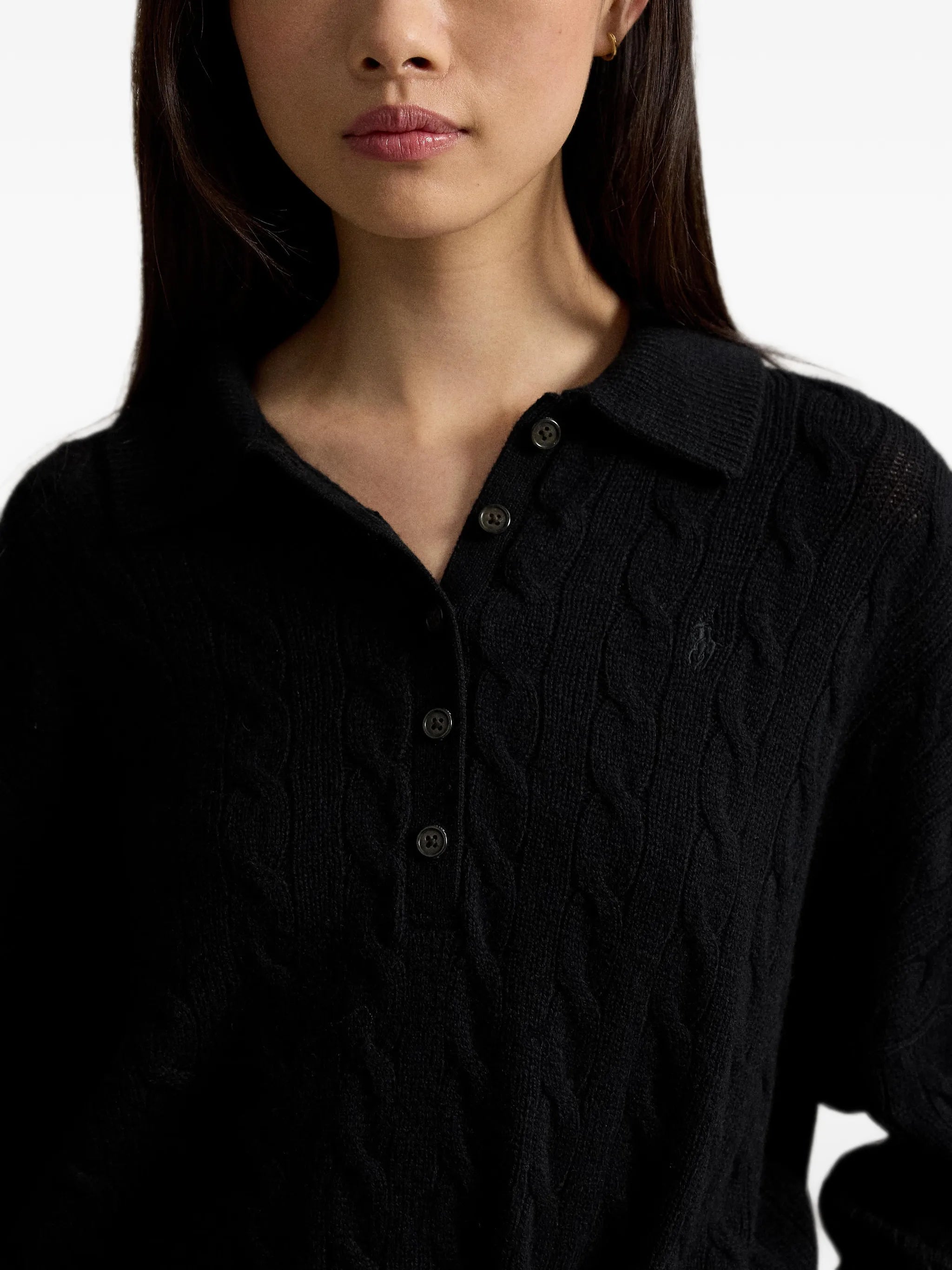 cable-knit Polo sweater