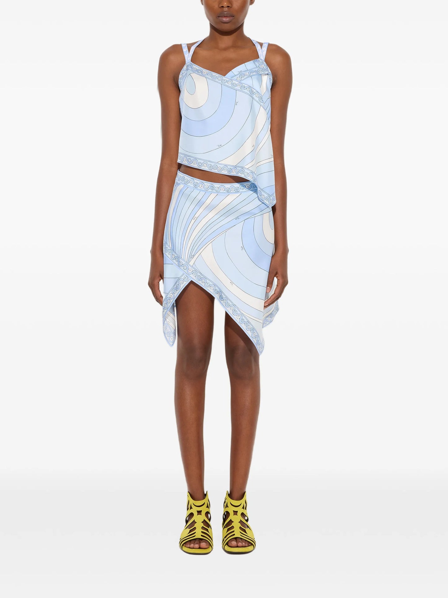 Iride-print silk scarf skirt