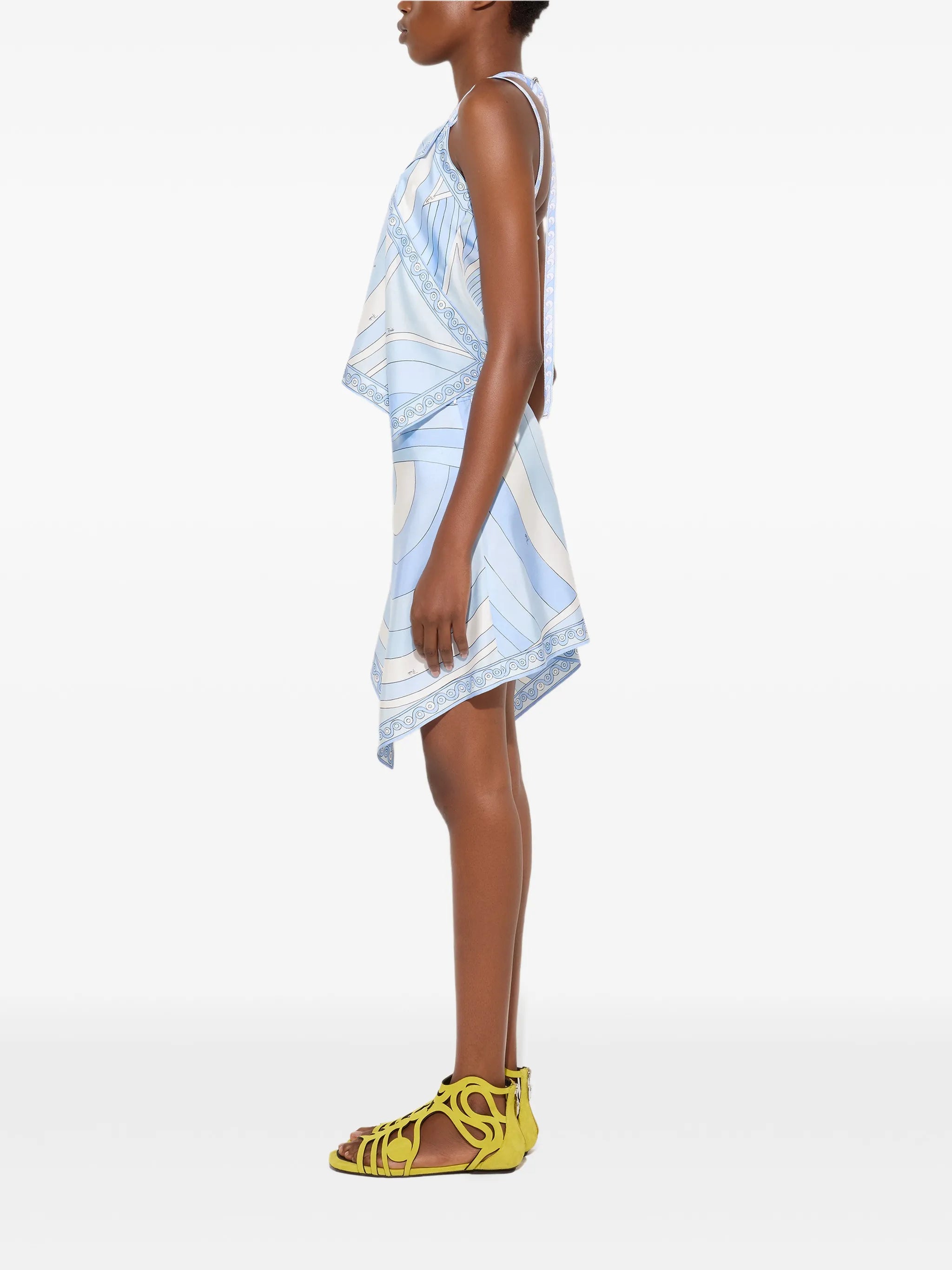 Iride-print silk scarf skirt