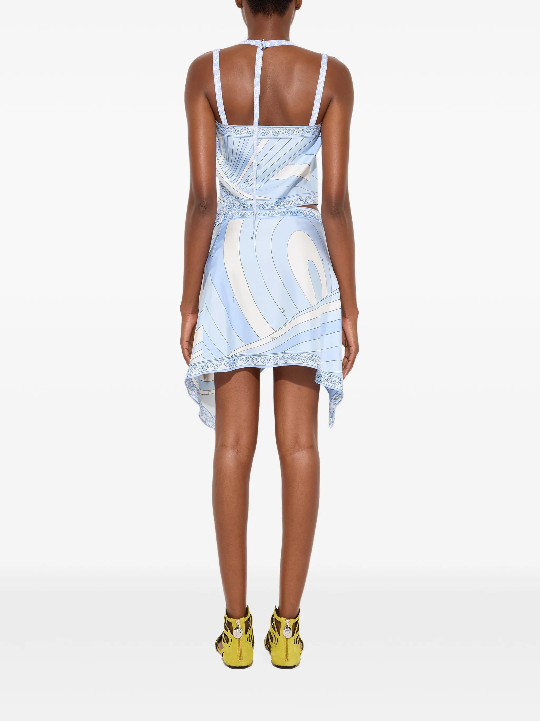 Iride-print silk scarf skirt