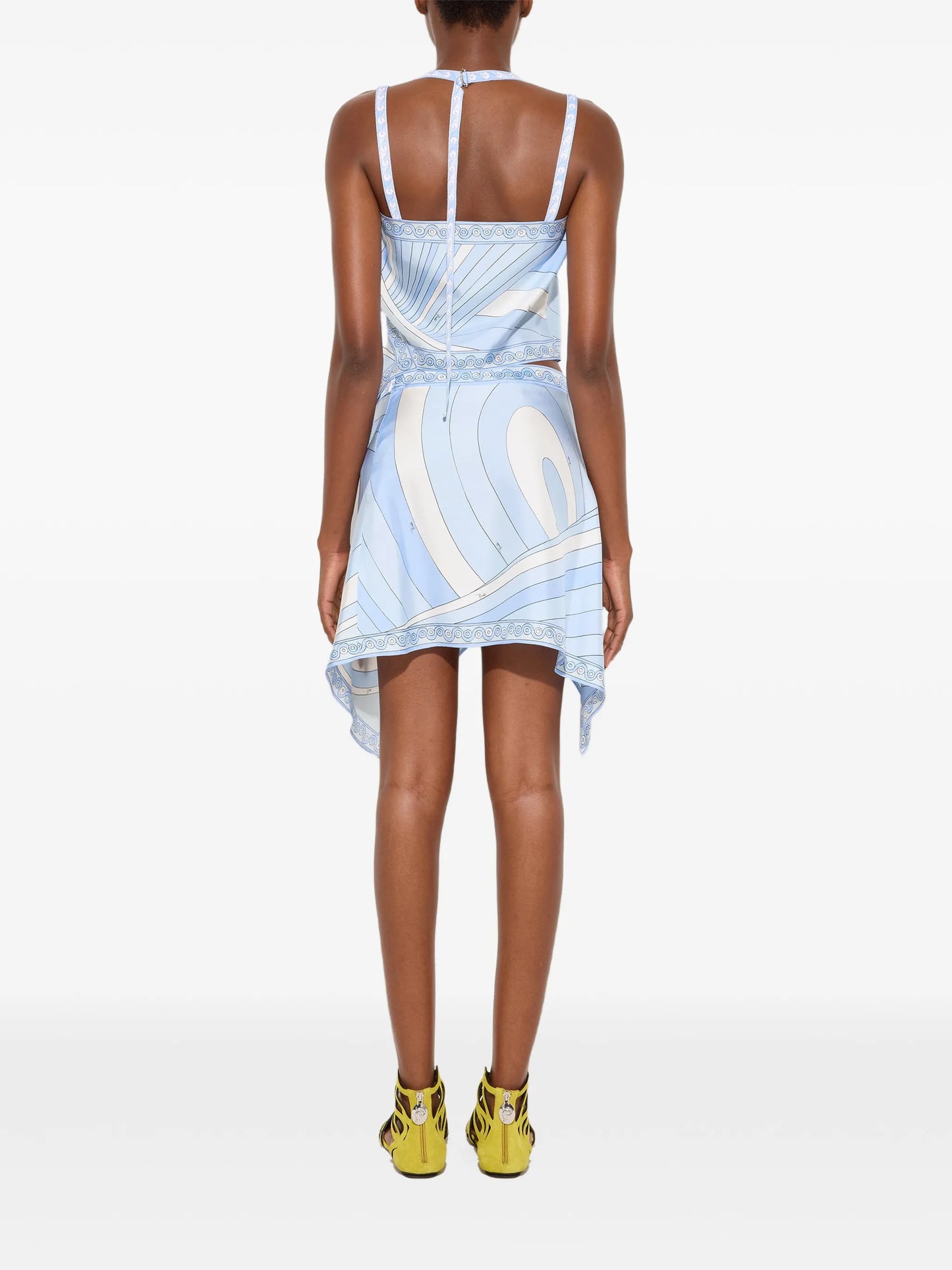 Iride-print silk scarf skirt