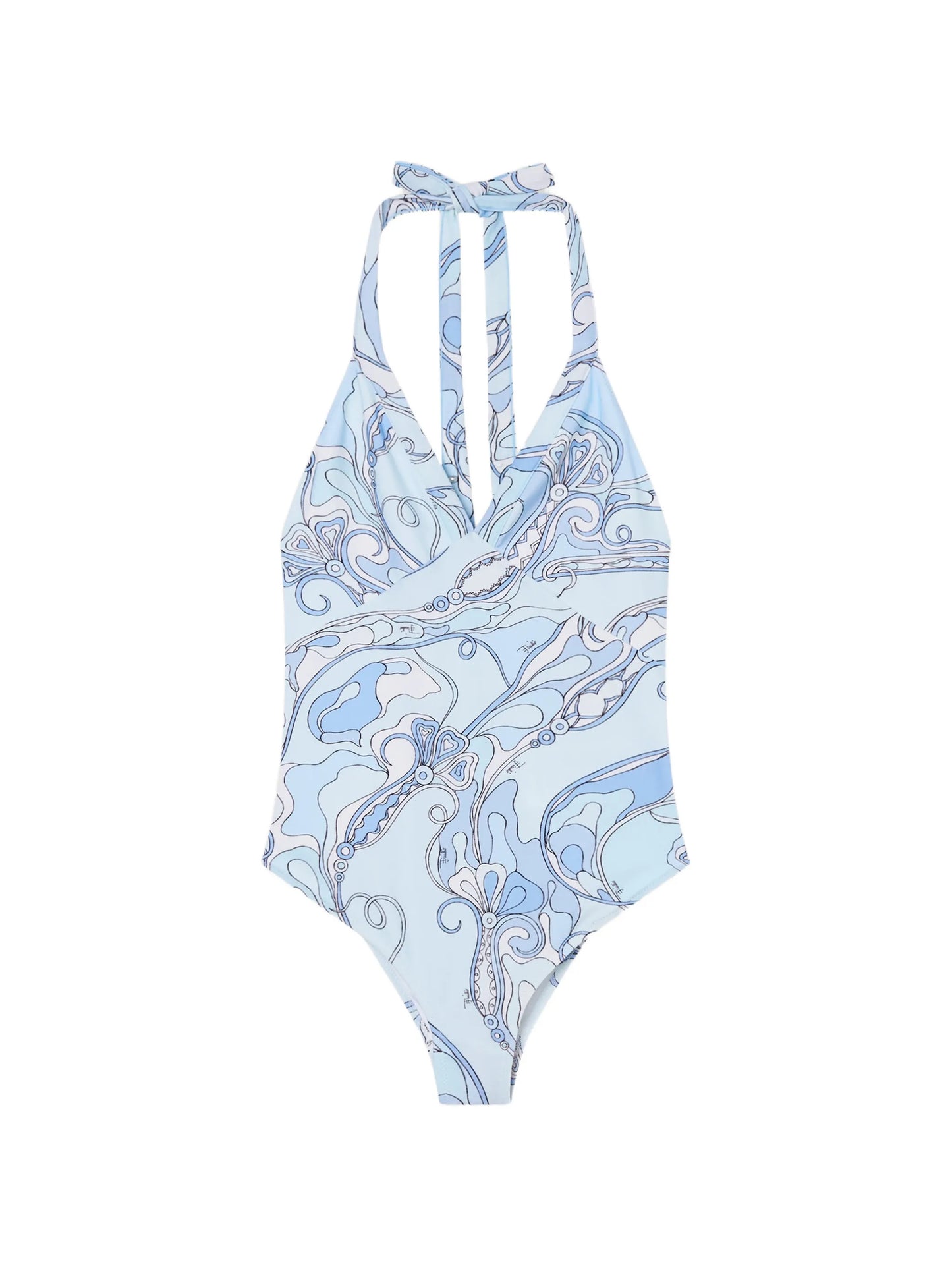 Orchidee-print halterneck swimsuit
