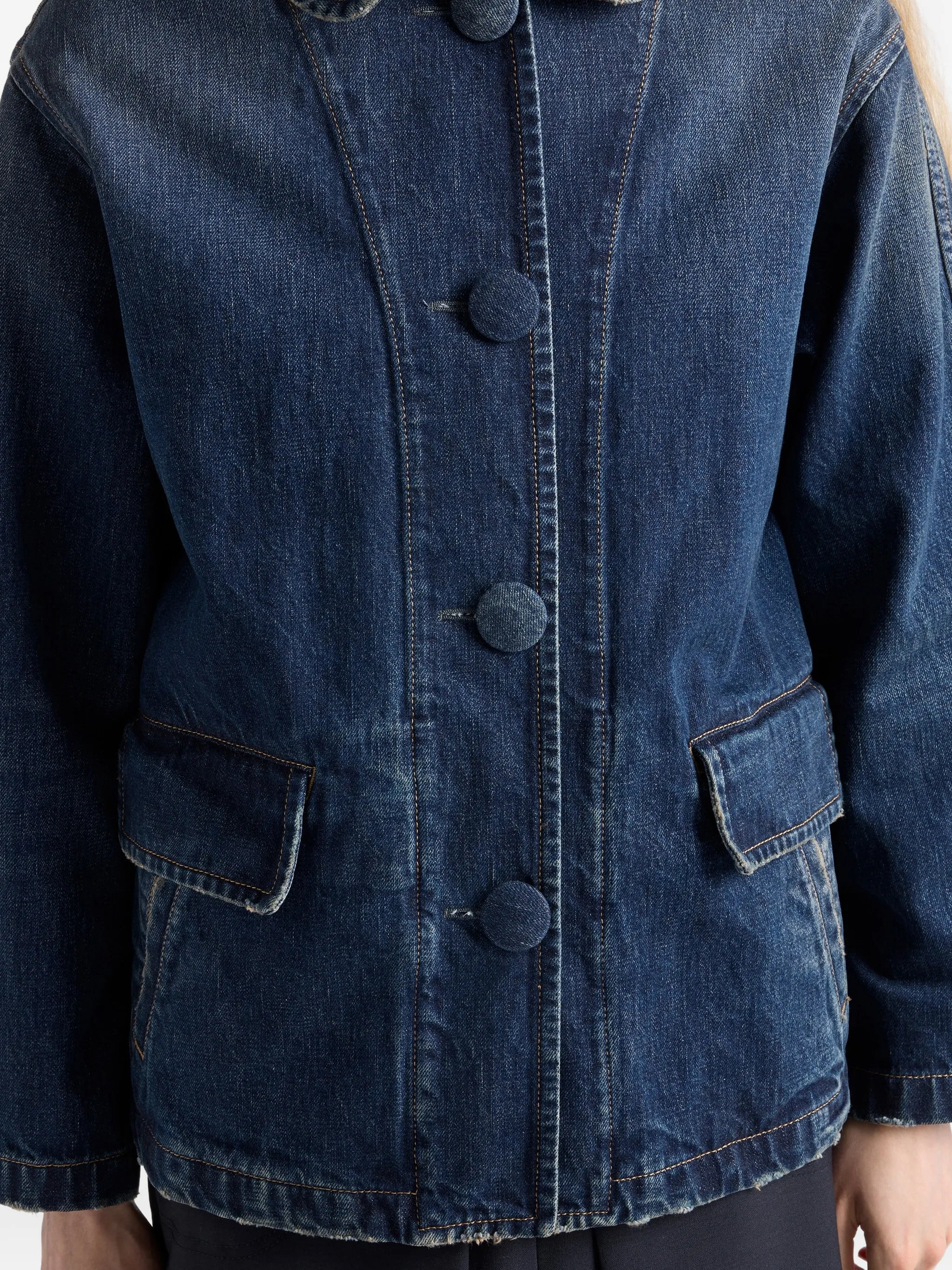 washed denim blouson jacket