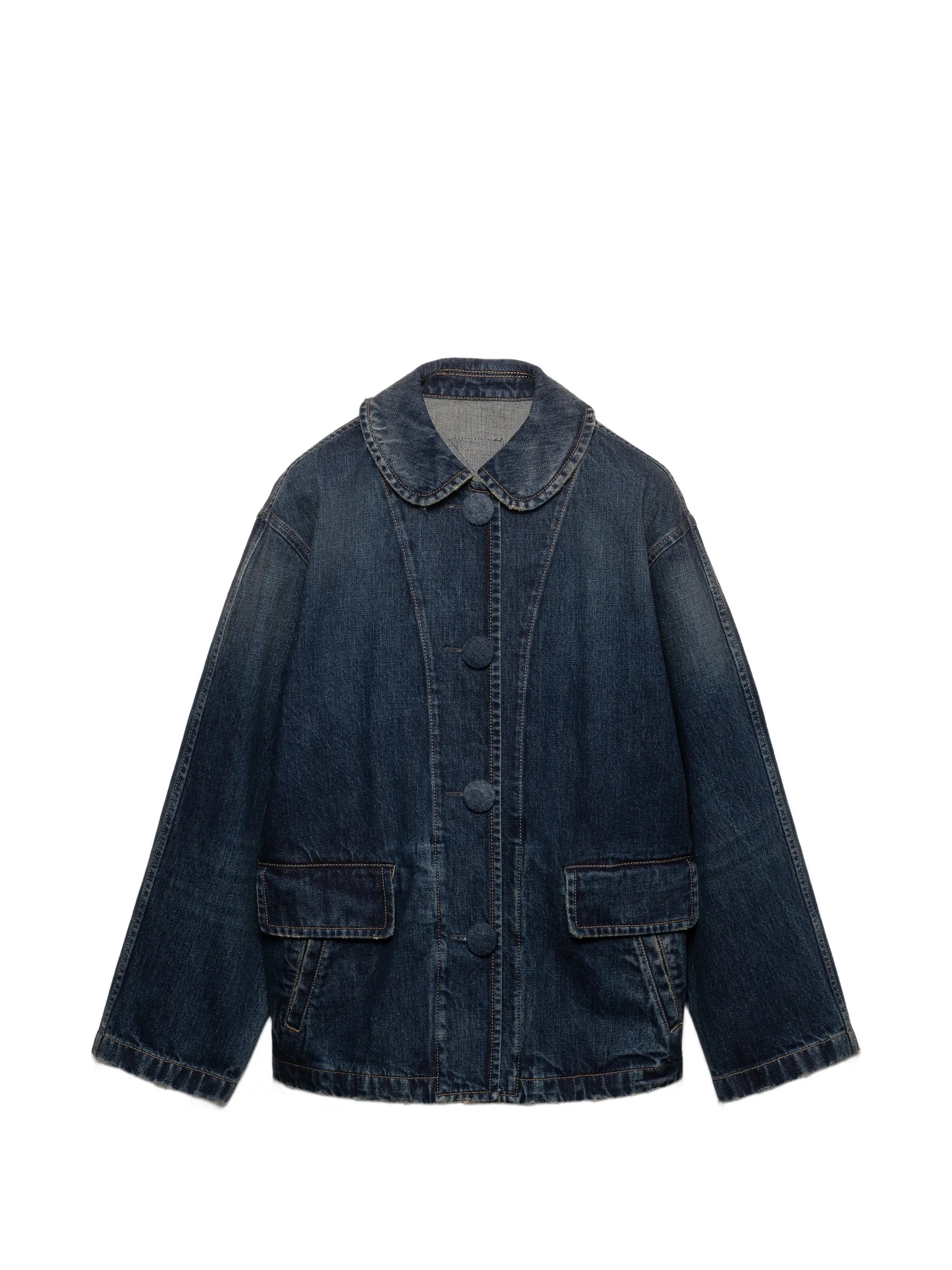 washed denim blouson jacket