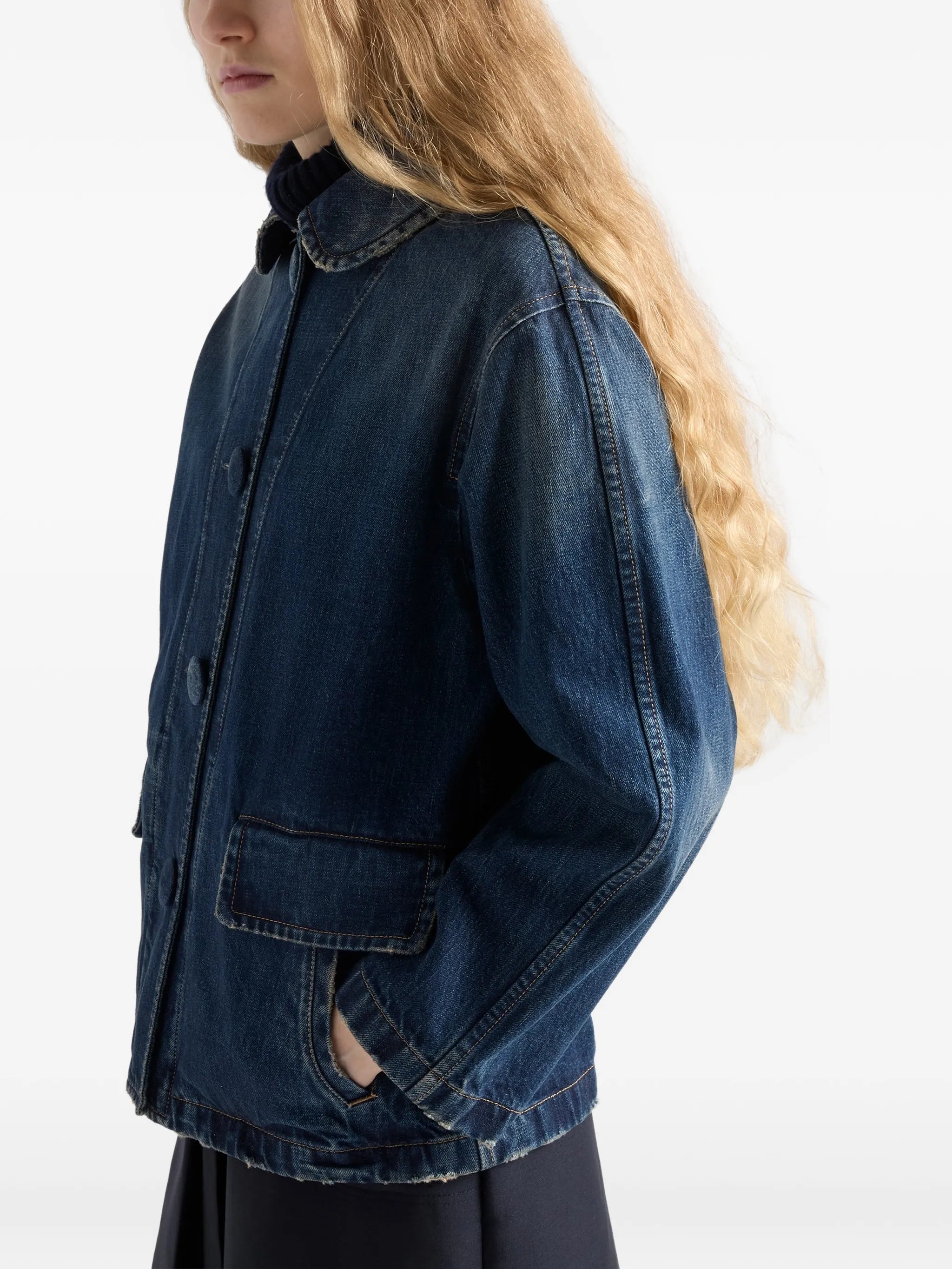 washed denim blouson jacket