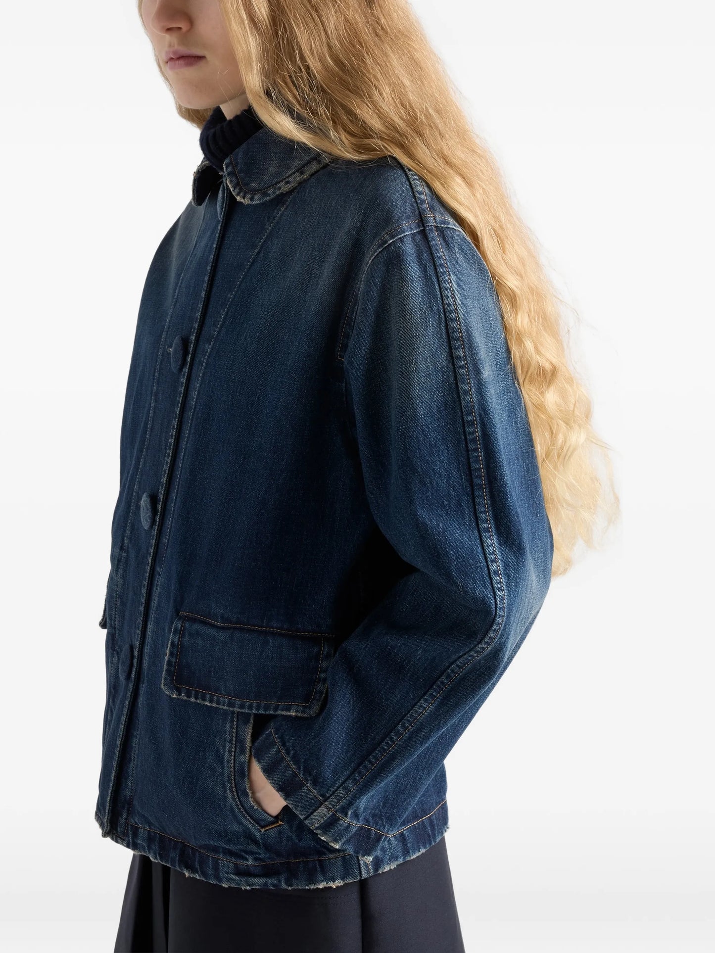 washed denim blouson jacket