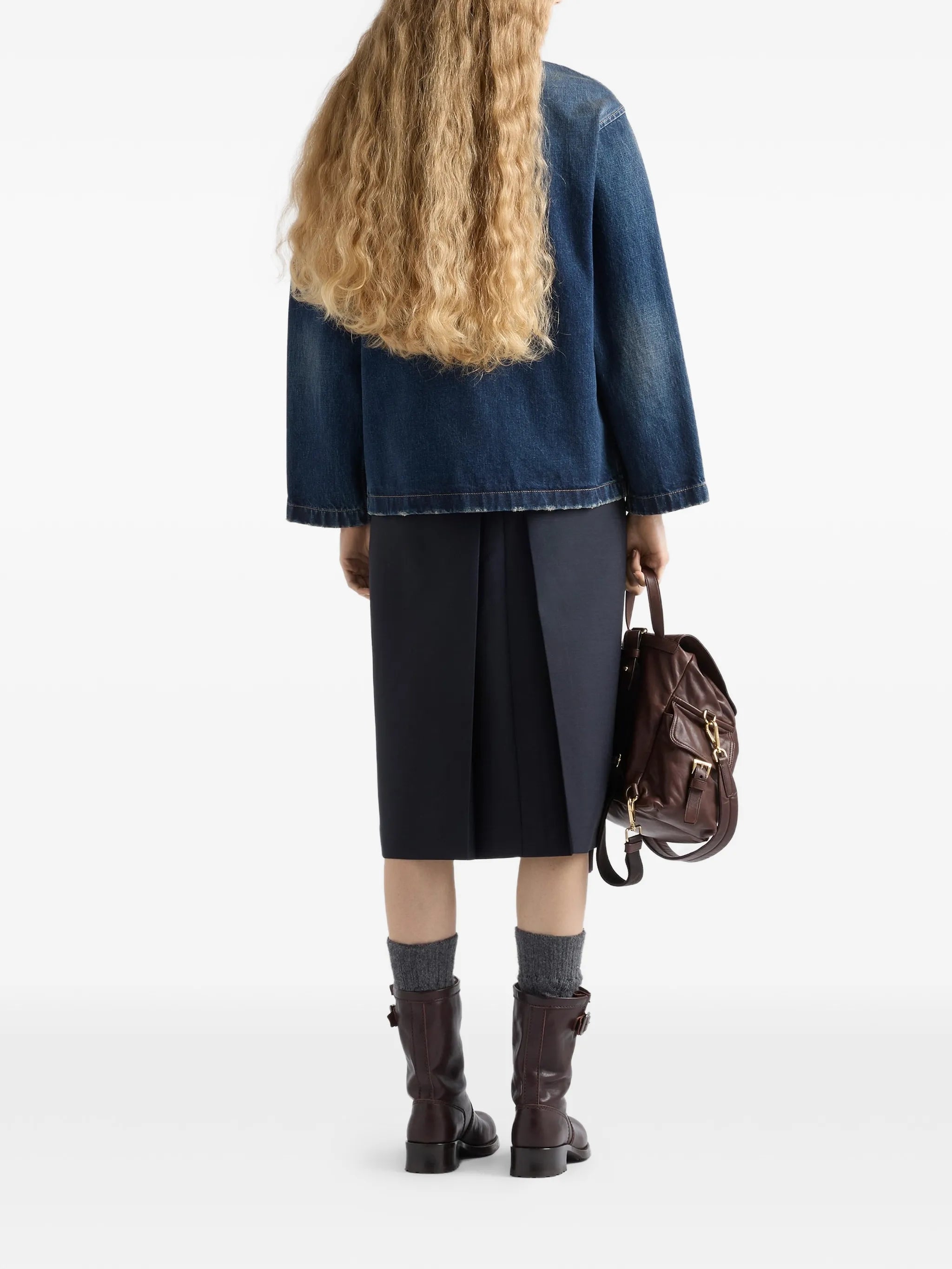 washed denim blouson jacket