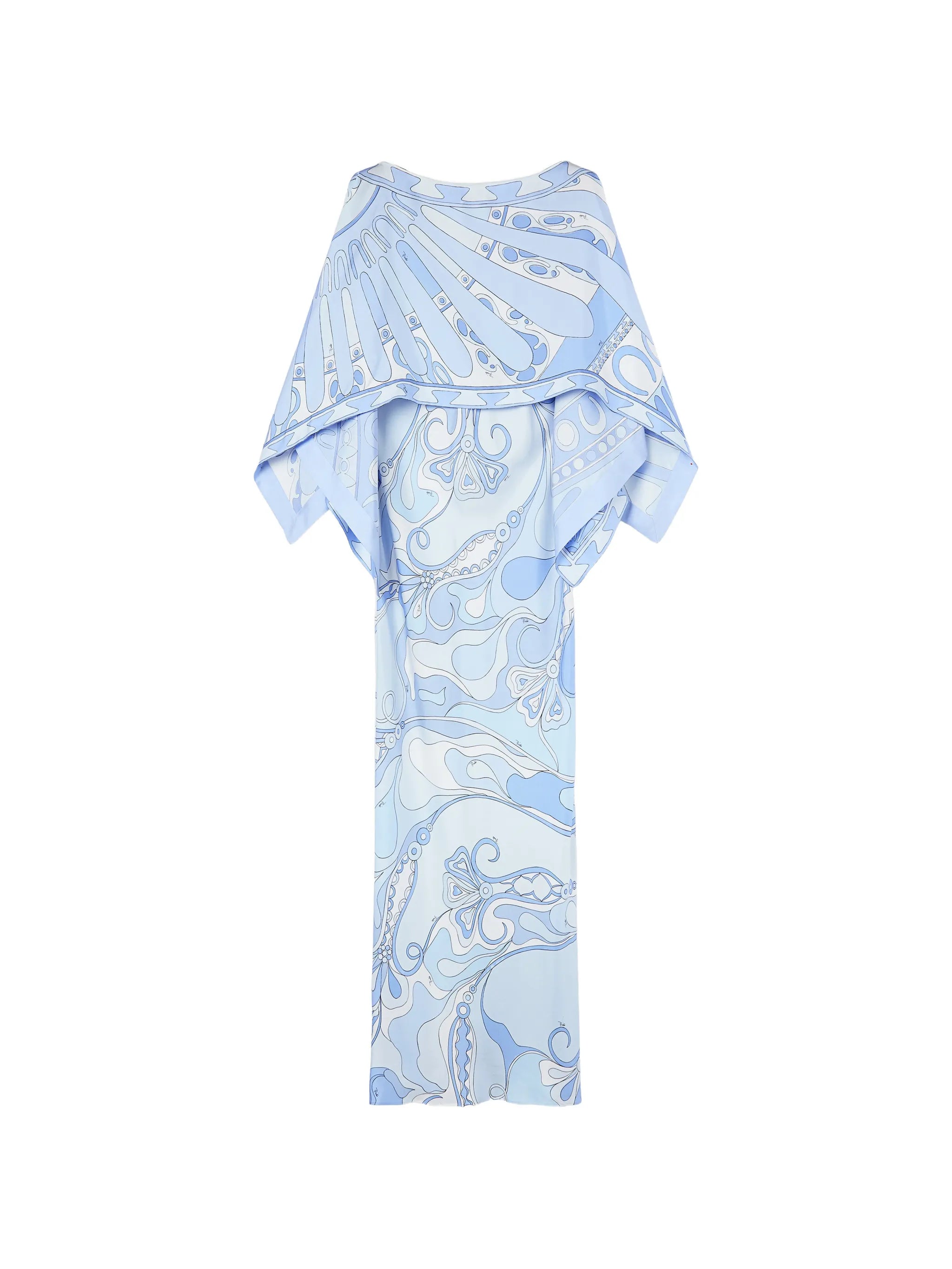 Orchidee and Soleil-print silk dress with cape