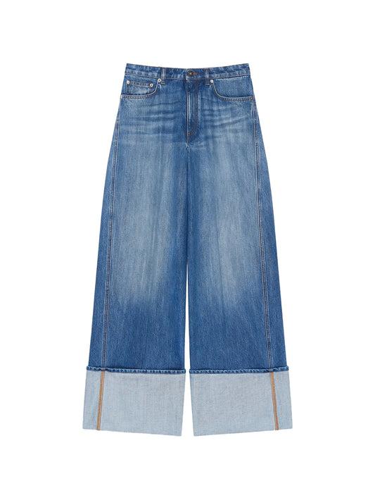 turn-up cotton jeans