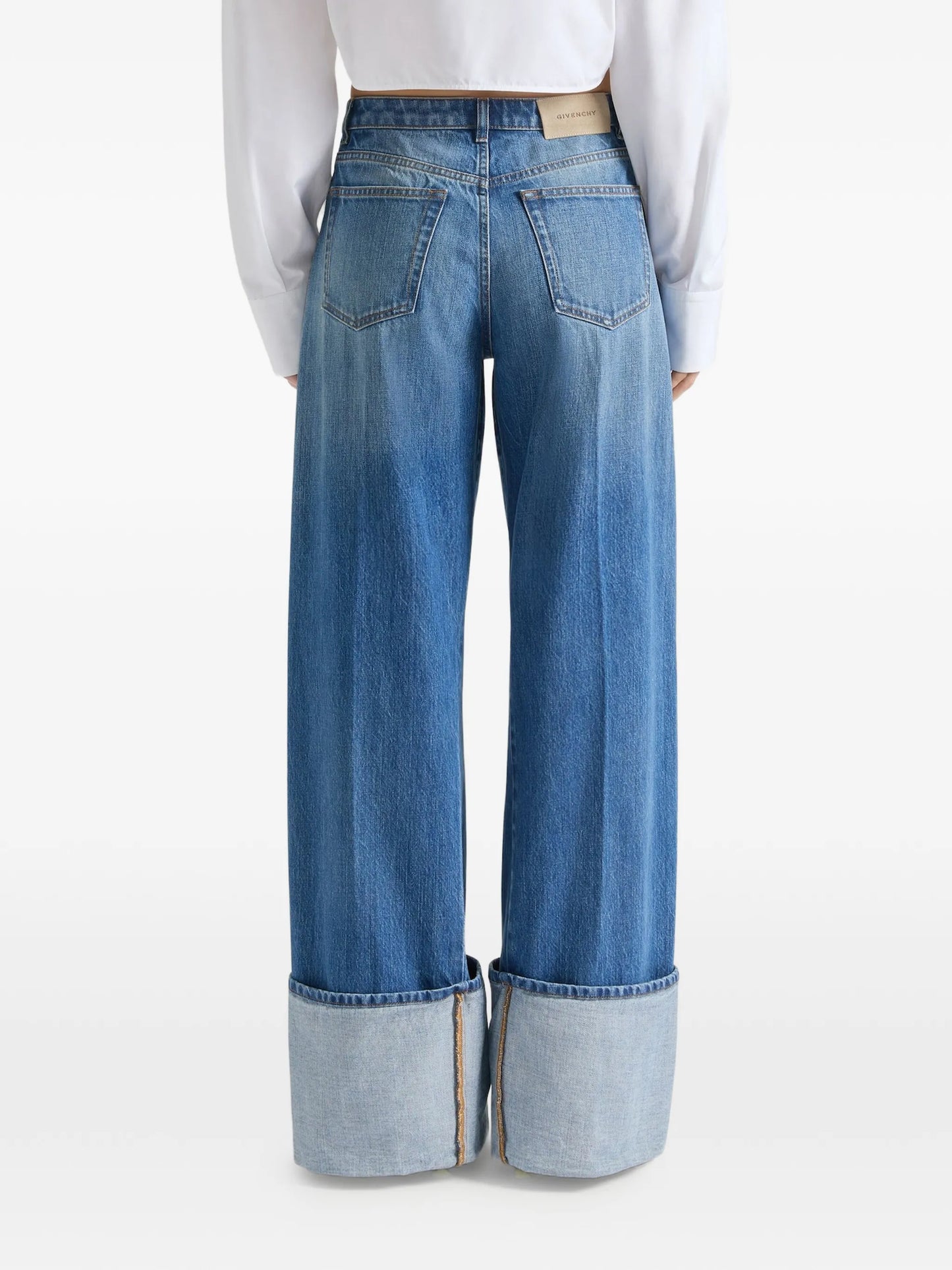 turn-up cotton jeans