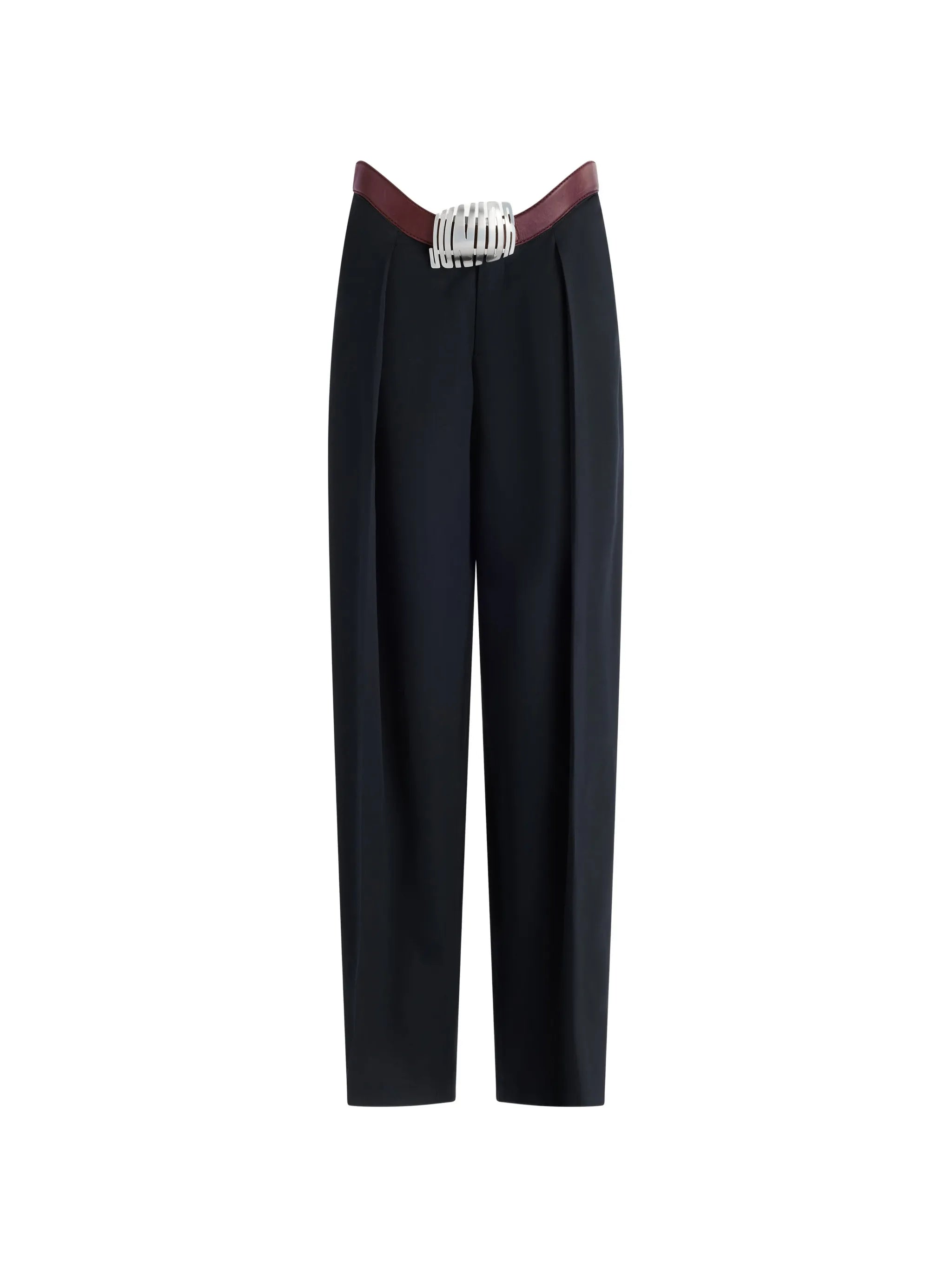integrated leather belt trousers