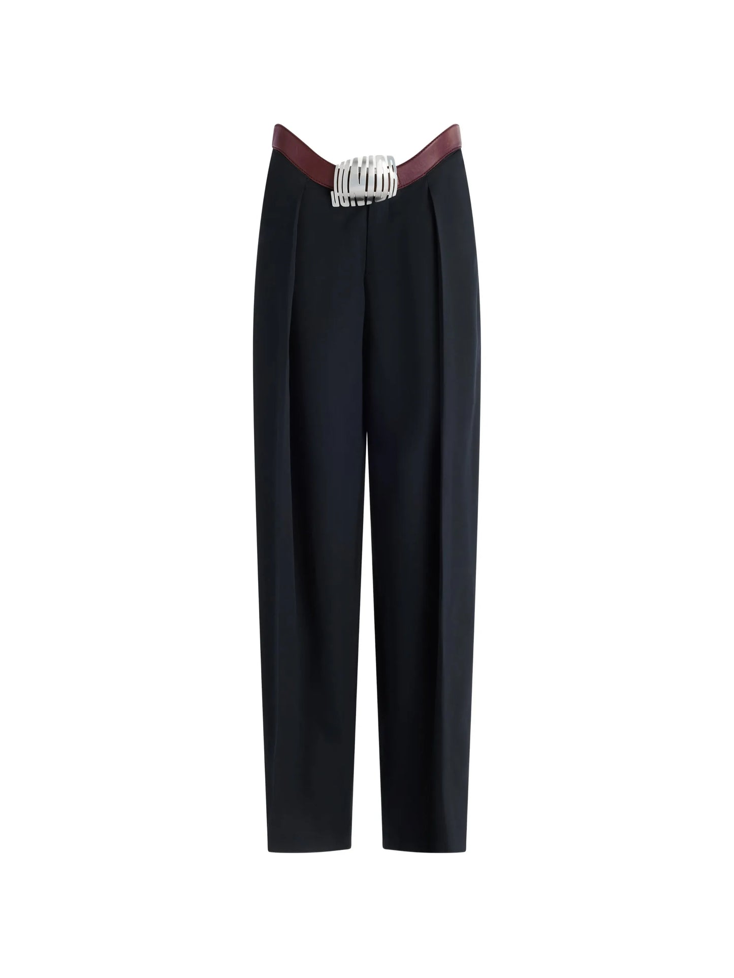 integrated leather belt trousers