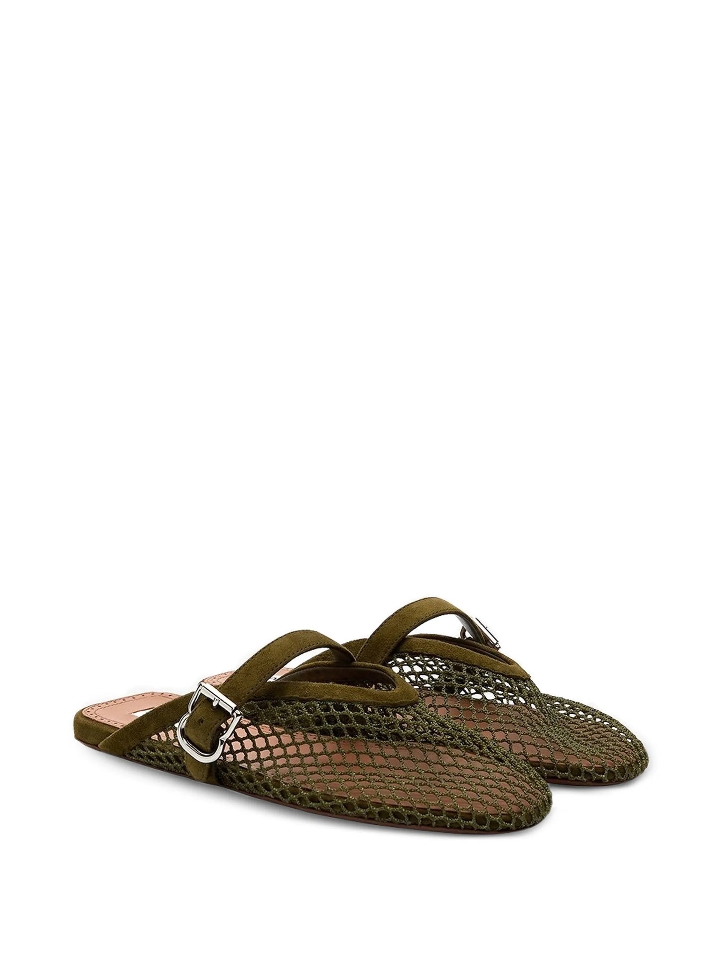 fishnet flat mules
