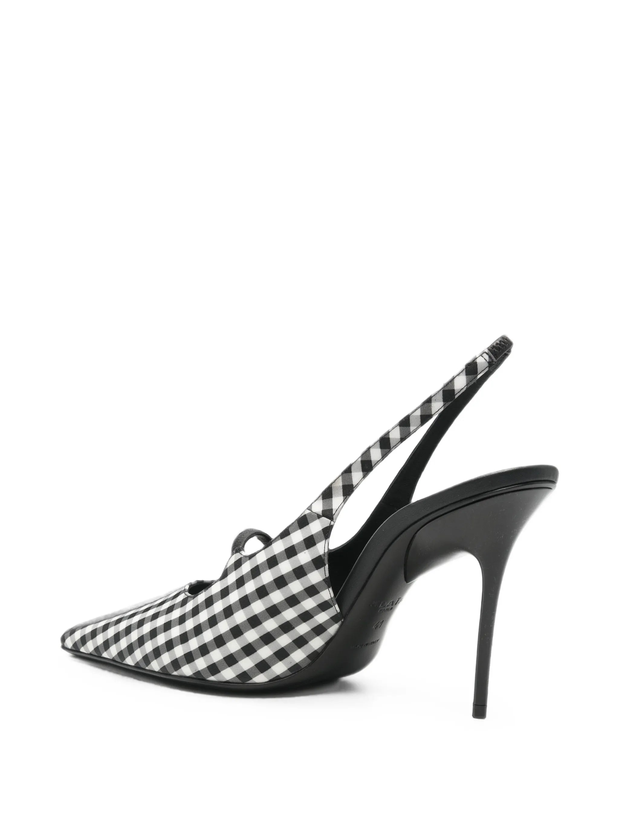 Drop gingham-check slingback pumps