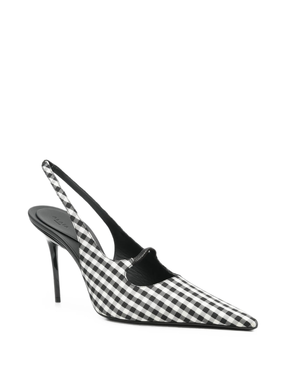 Drop gingham-check slingback pumps