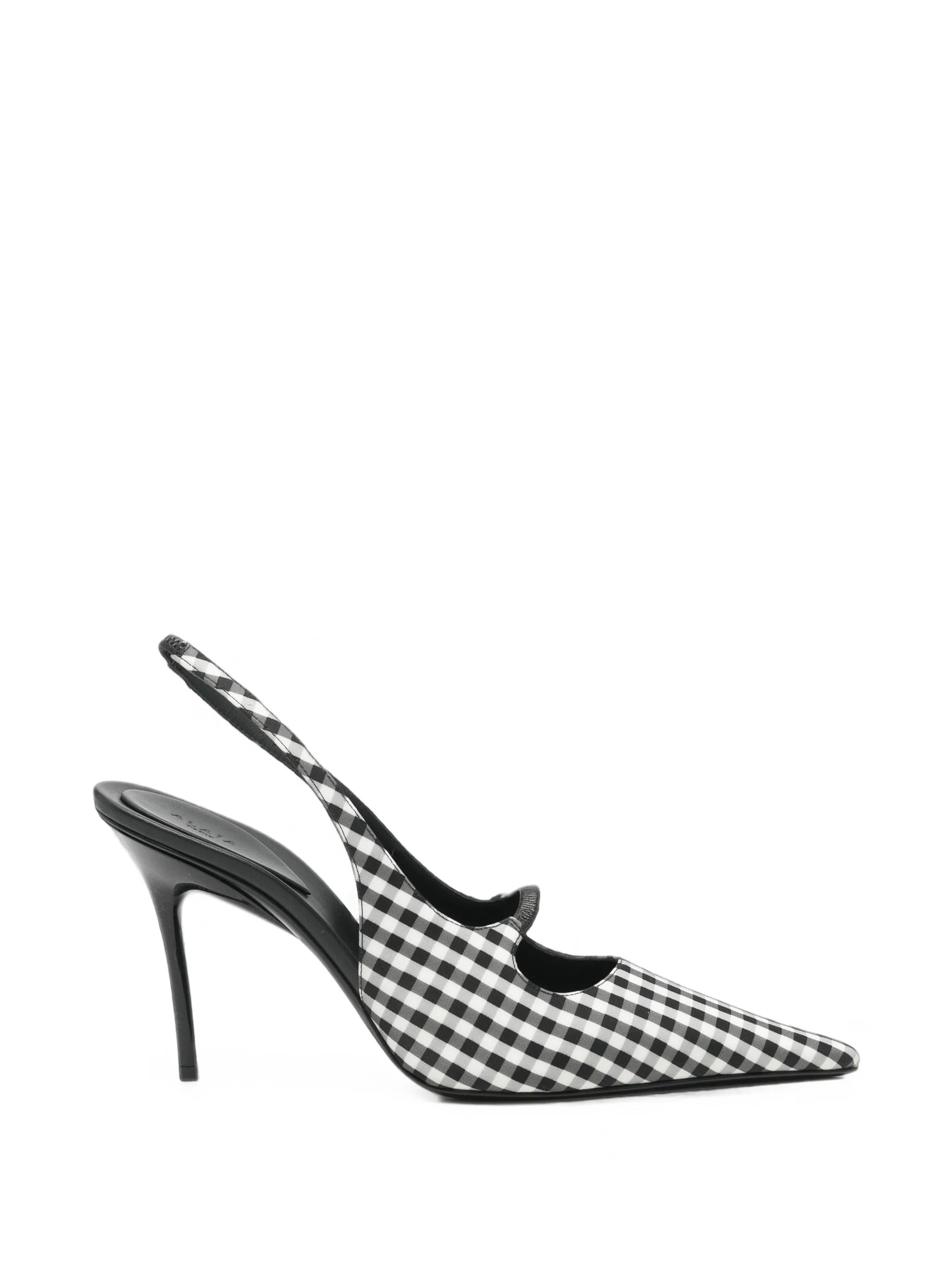 Drop gingham-check slingback pumps