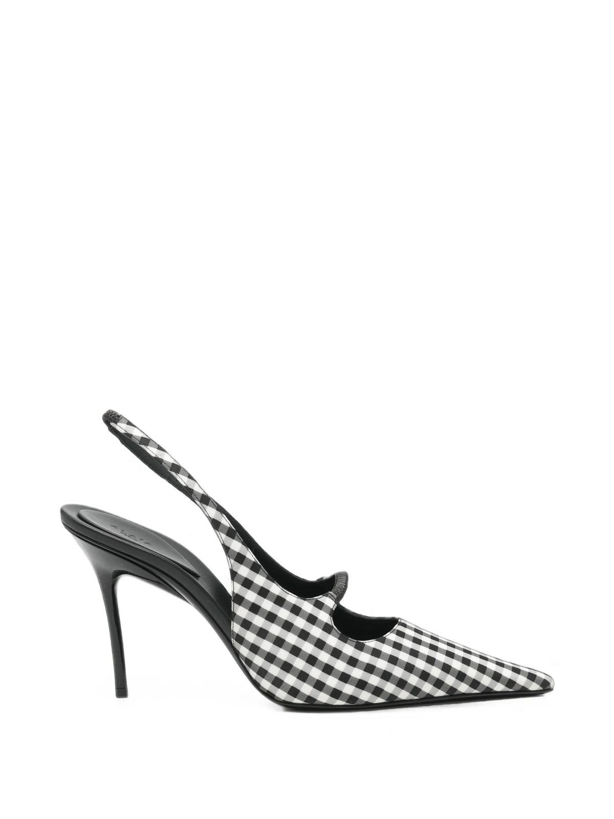 Drop gingham-check slingback pumps