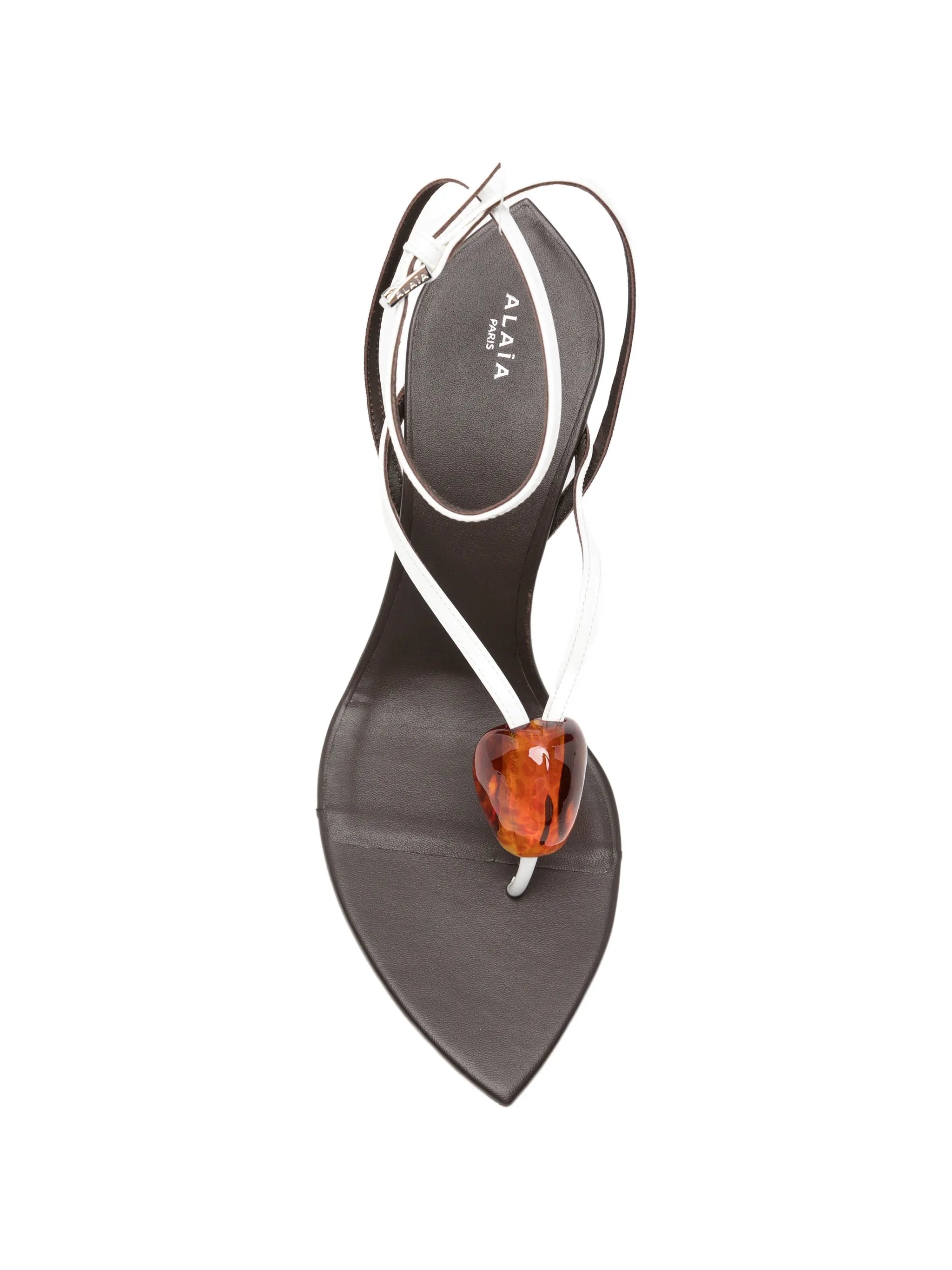 invisible jewel wedge sandals in patent calfskin