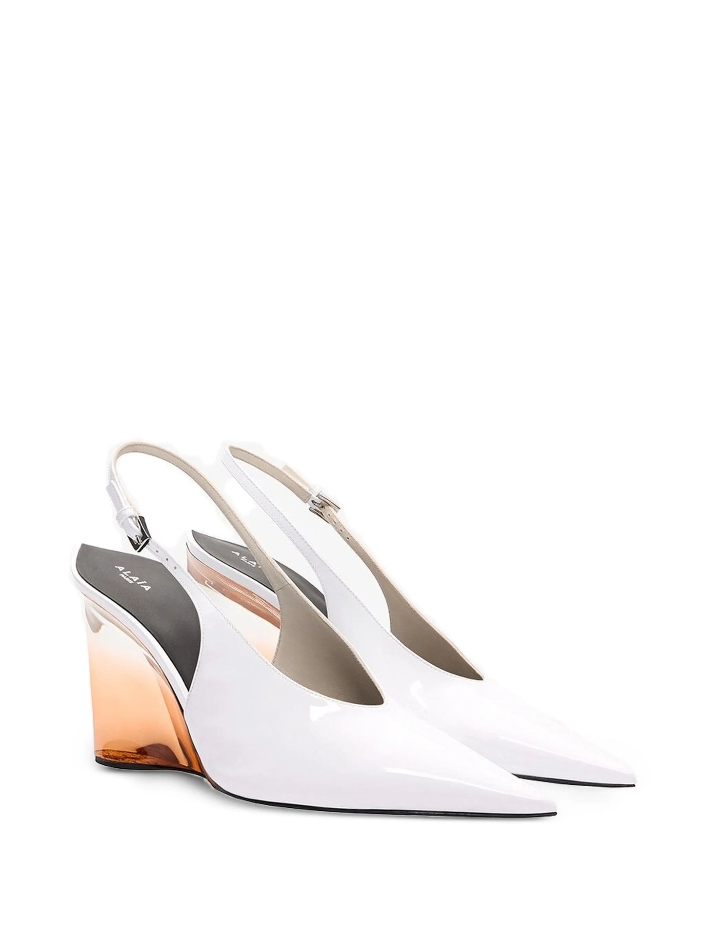 Invisible wedge slingback pumps