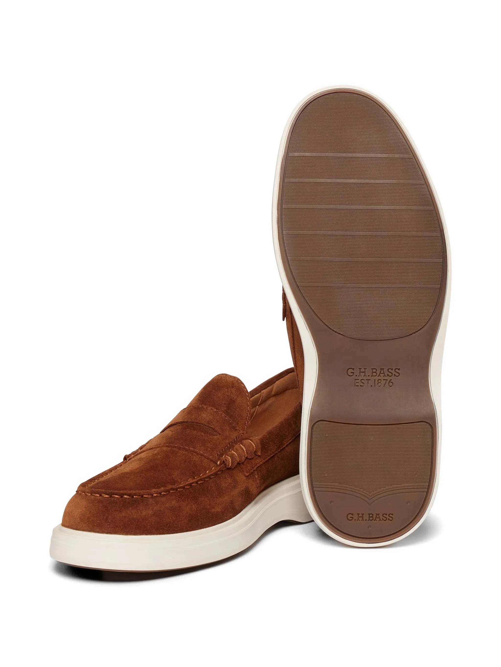 Bosco Cupsole Penny loafers in mid brown suede