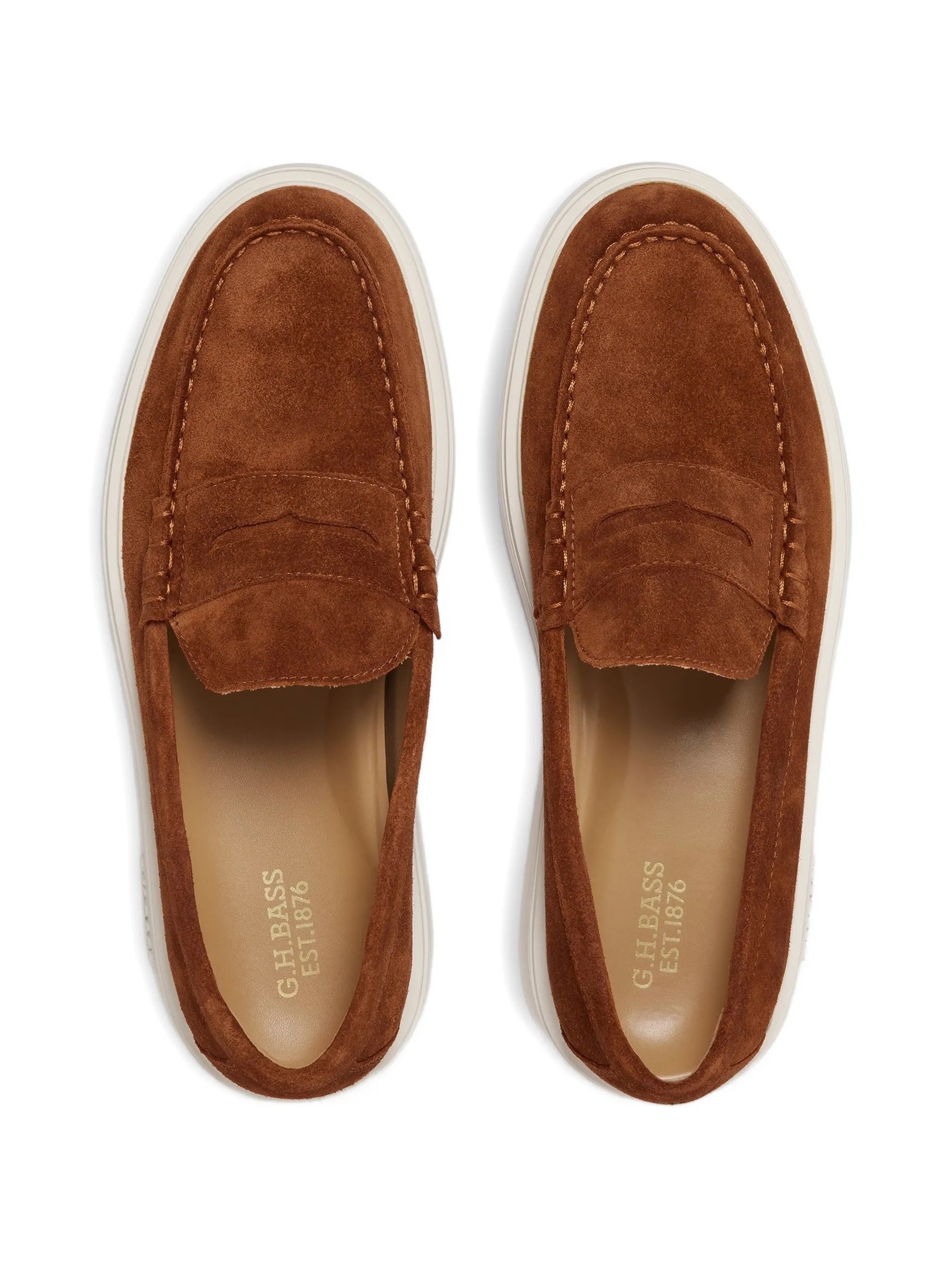Bosco Cupsole Penny loafers in mid brown suede