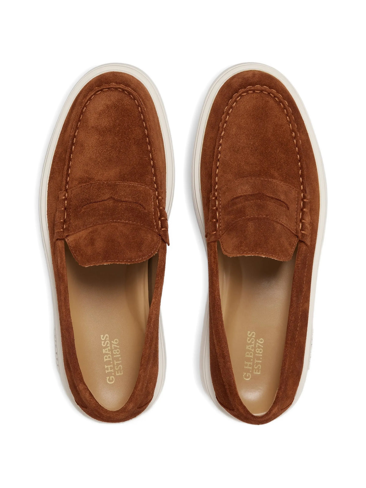 Bosco Cupsole Penny loafers in mid brown suede