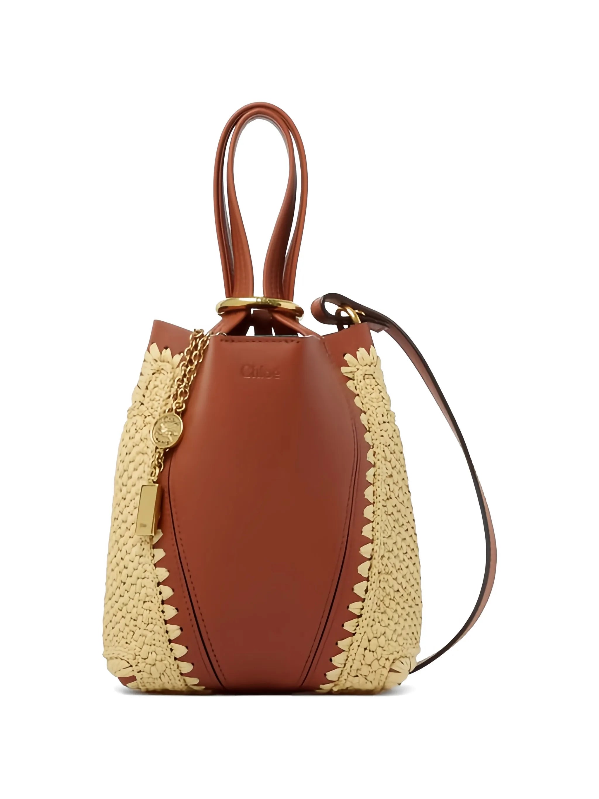 small Chloé Spin woven-pannels charm-detail bucket bag
