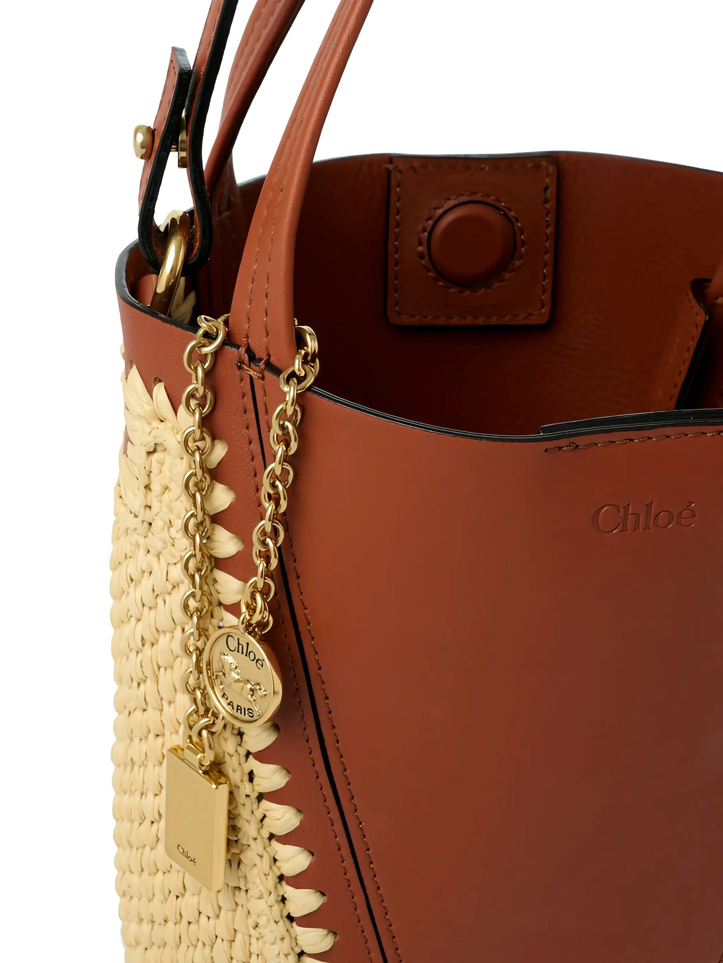 small Chloé Spin woven-pannels charm-detail bucket bag