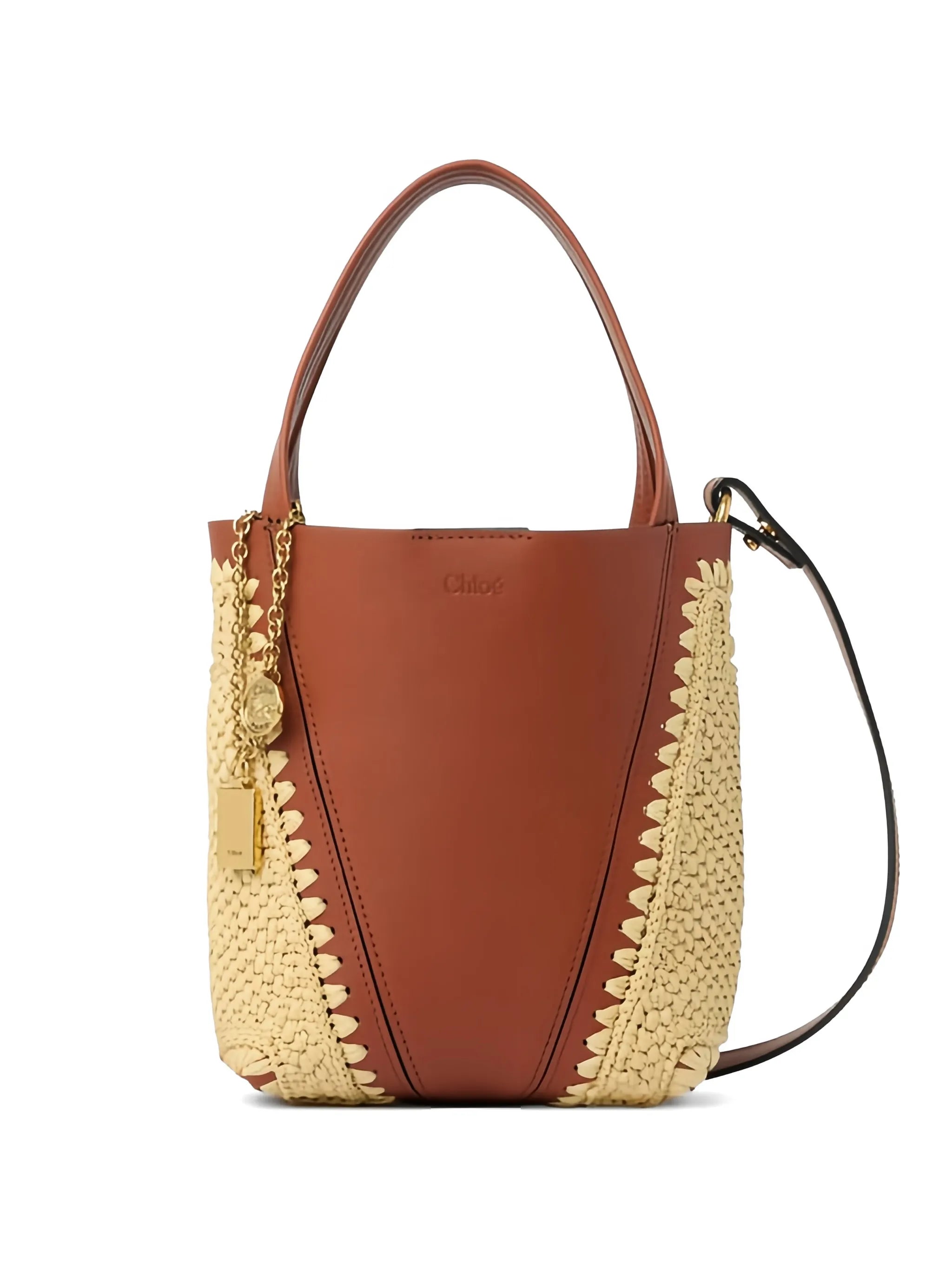 small Chloé Spin woven-pannels charm-detail bucket bag