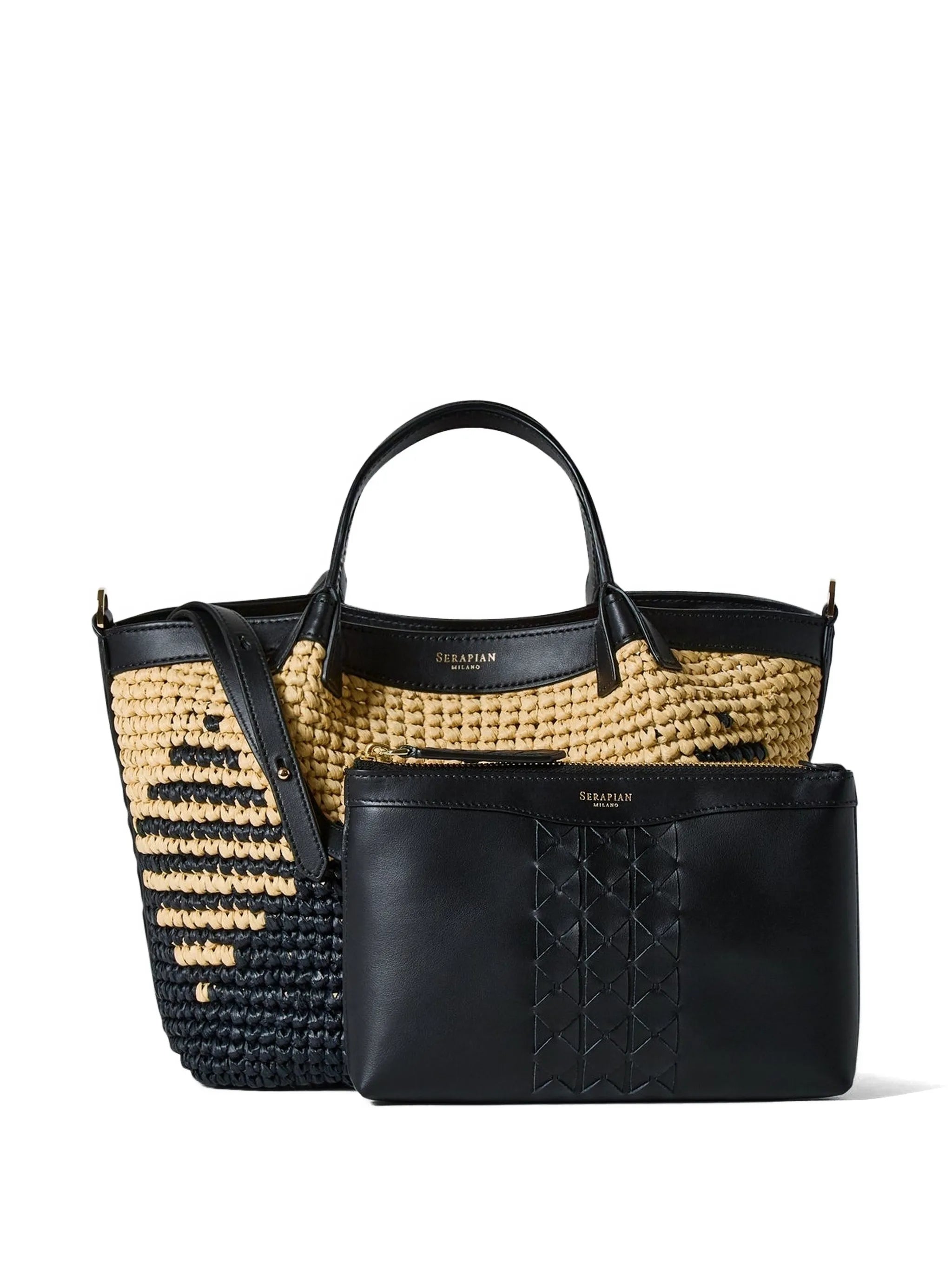 mini Secret mosaic raffia tote bag