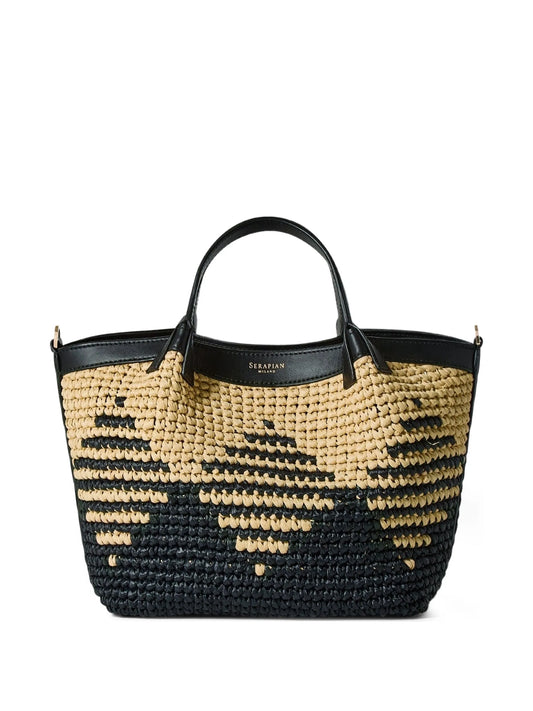 mini Secret mosaic raffia tote bag