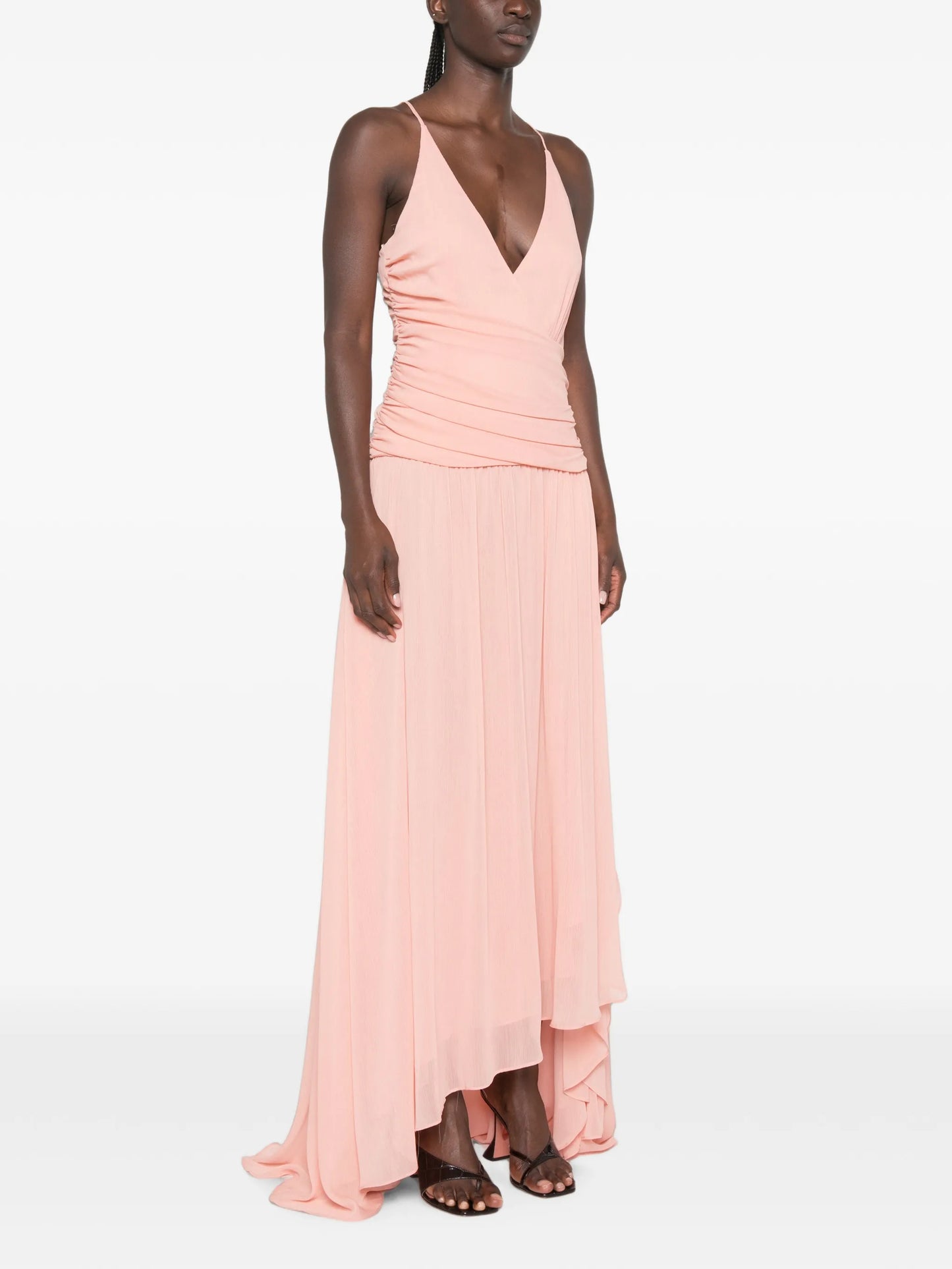 Delilah ruched asymmetric maxi dress